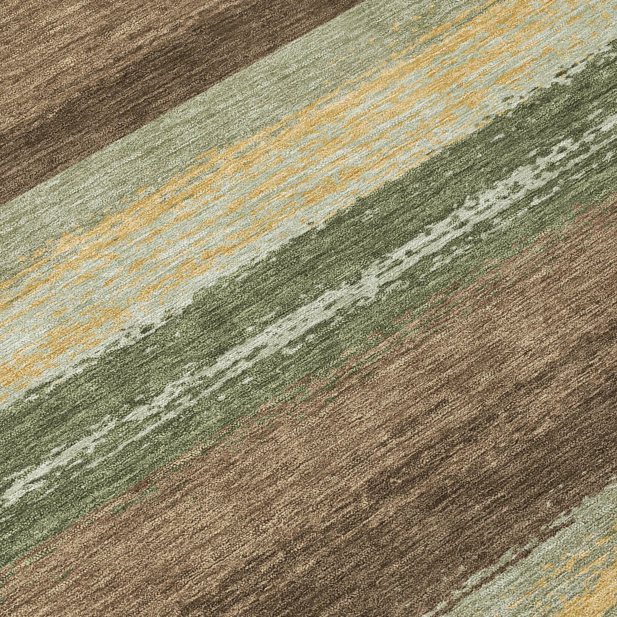 10' X 14' Olive Green And Blue Striped Washable Indoor Outdoor Area Rug Homeroots Outdoor