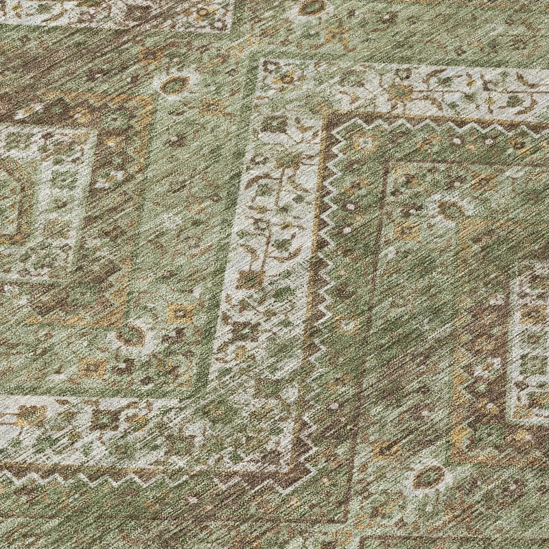 10' X 14' Olive Green And Blue Tribal Washable Indoor Outdoor Area Rug Homeroots Outdoor