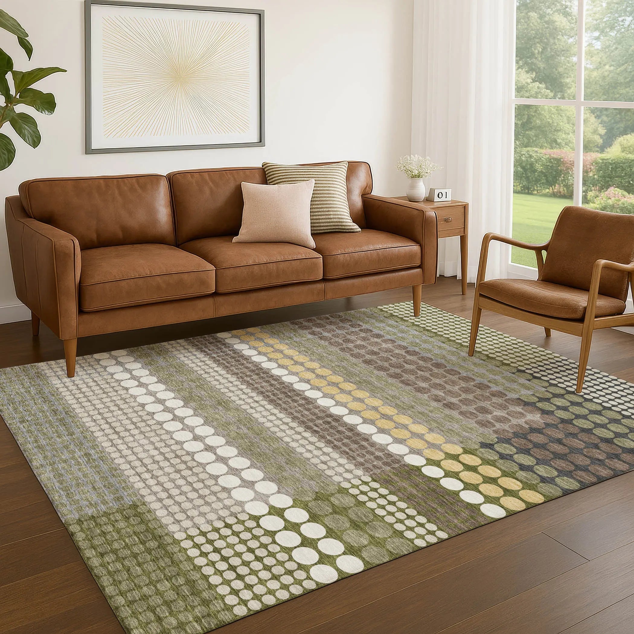 10' X 14' Olive Green And Brown Geometric Washable Indoor Outdoor Area Rug Homeroots Outdoor