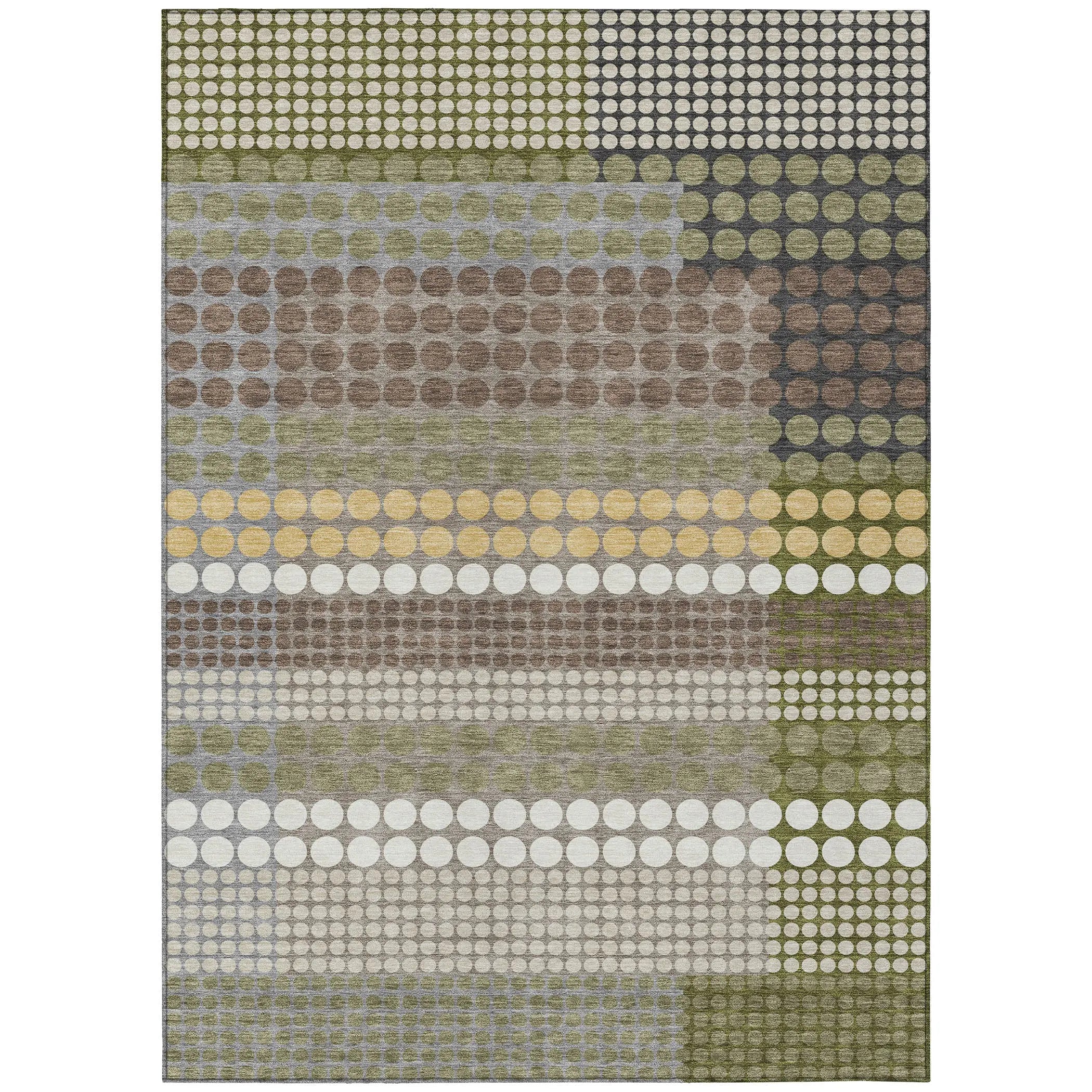 10' X 14' Olive Green And Brown Geometric Washable Indoor Outdoor Area Rug Homeroots Outdoor