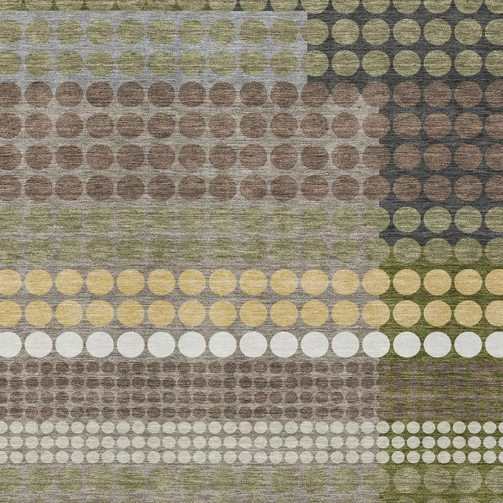 10' X 14' Olive Green And Brown Geometric Washable Indoor Outdoor Area Rug Homeroots Outdoor