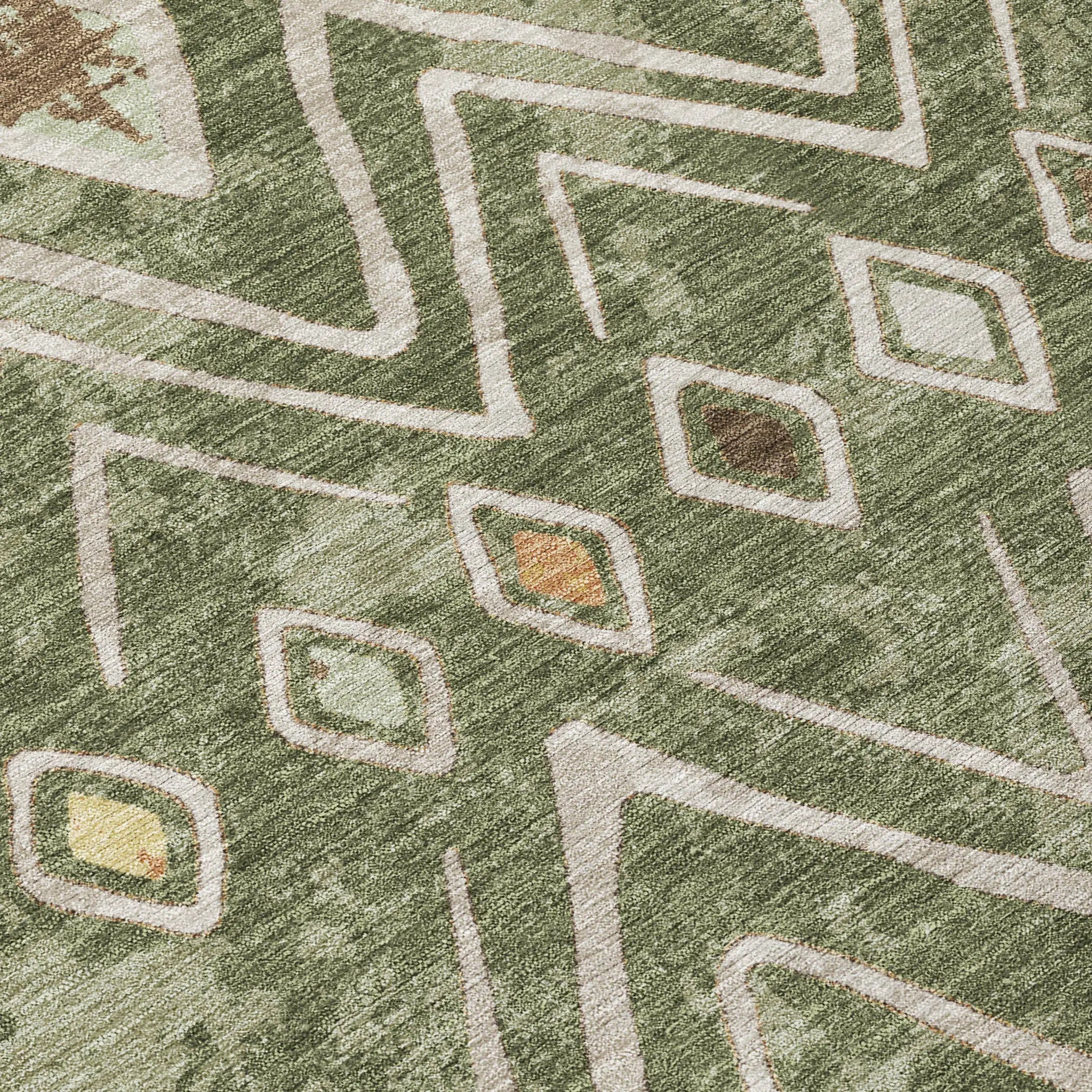 10' X 14' Olive Green And Brown Geometric Washable Indoor Outdoor Area Rug Homeroots Outdoor