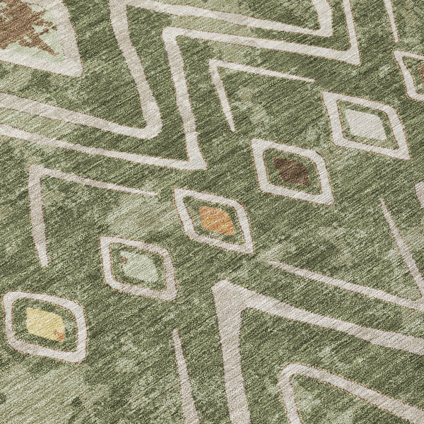 10' X 14' Olive Green And Brown Geometric Washable Indoor Outdoor Area Rug Homeroots Outdoor