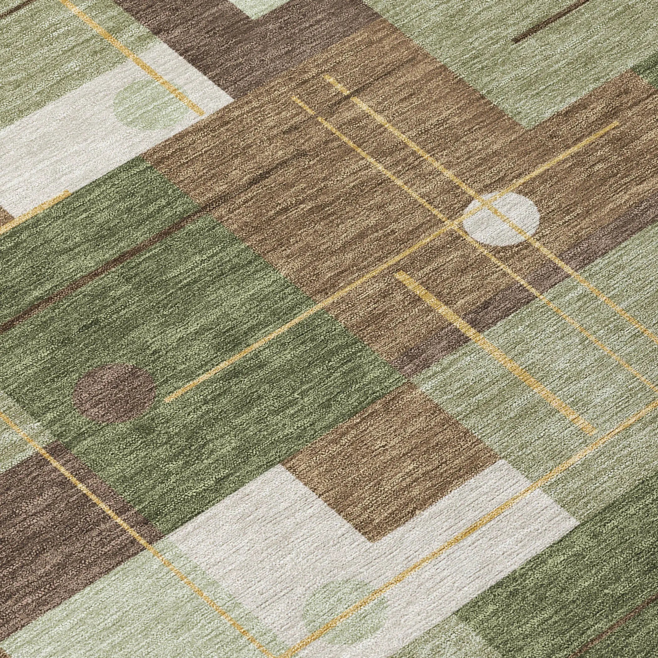 10' X 14' Olive Green And Brown Geometric Washable Indoor Outdoor Area Rug Homeroots Outdoor