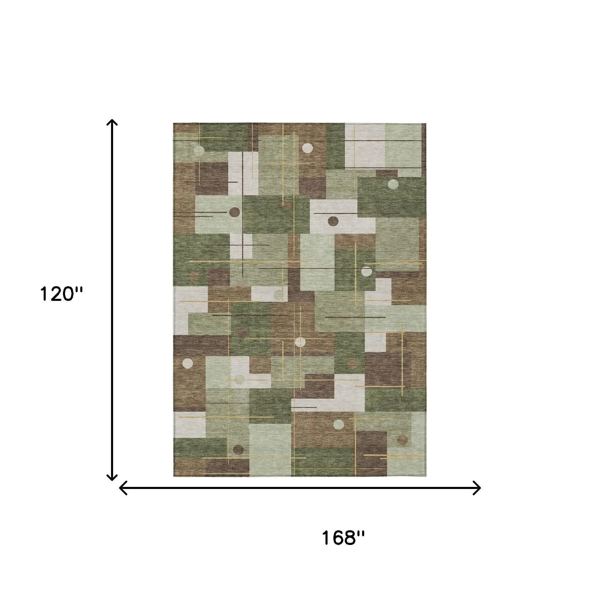 10' X 14' Olive Green And Brown Geometric Washable Indoor Outdoor Area Rug Homeroots Outdoor
