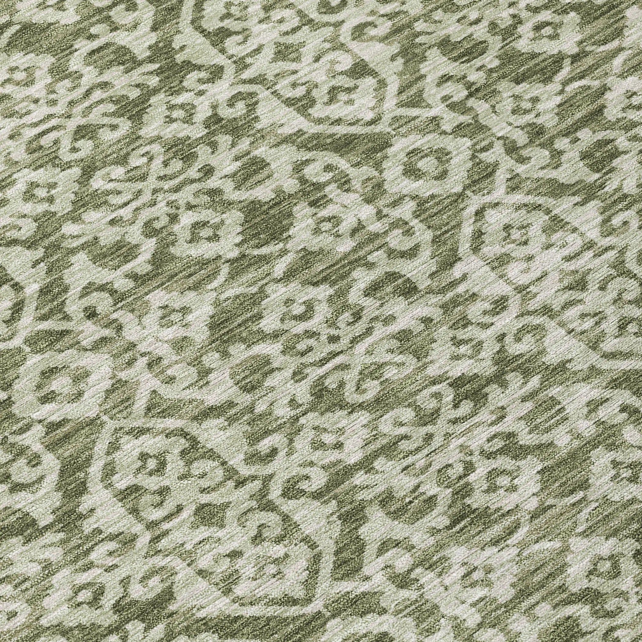 10' X 14' Olive Green And Brown Oriental Washable Indoor Outdoor Area Rug Homeroots Outdoor