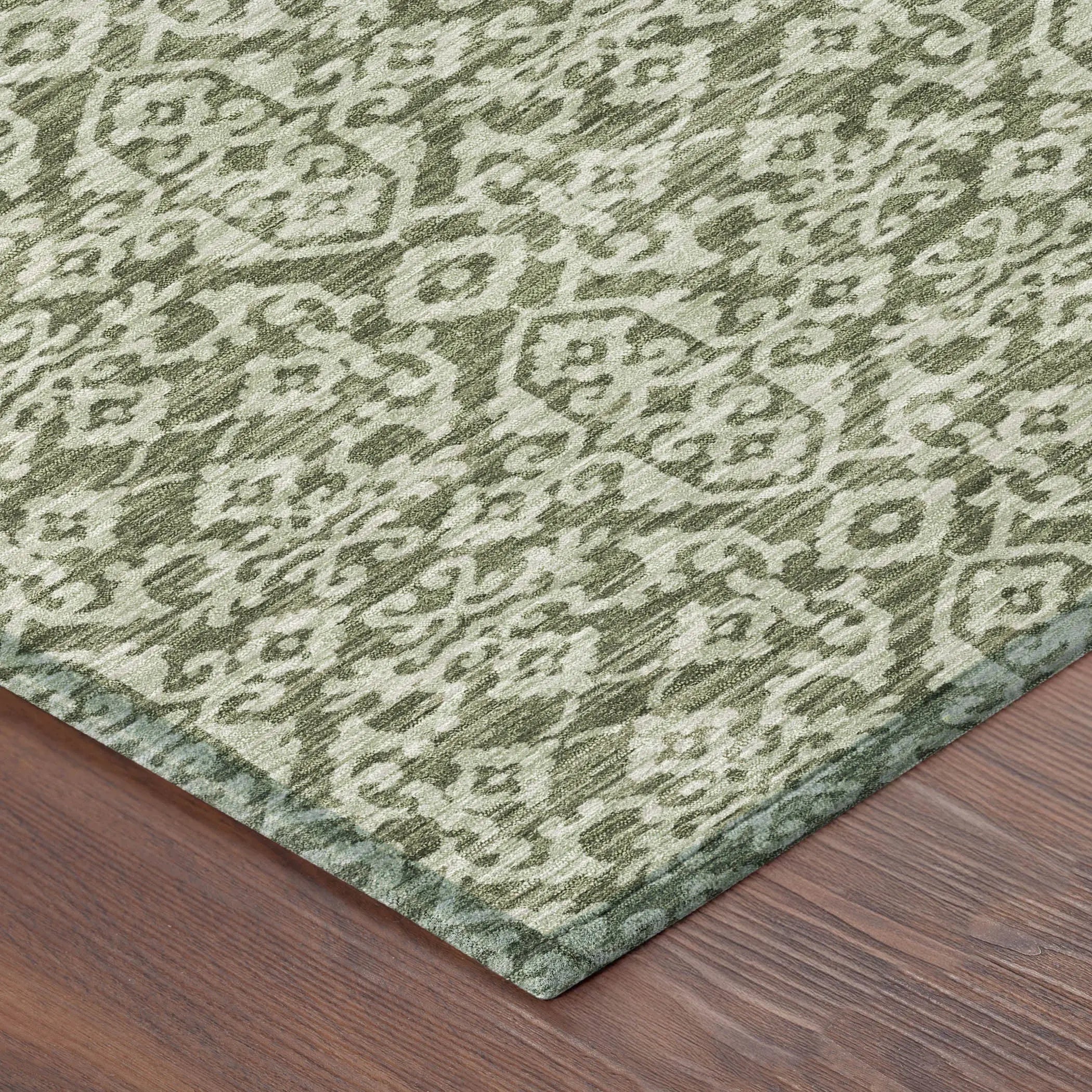 10' X 14' Olive Green And Brown Oriental Washable Indoor Outdoor Area Rug Homeroots Outdoor