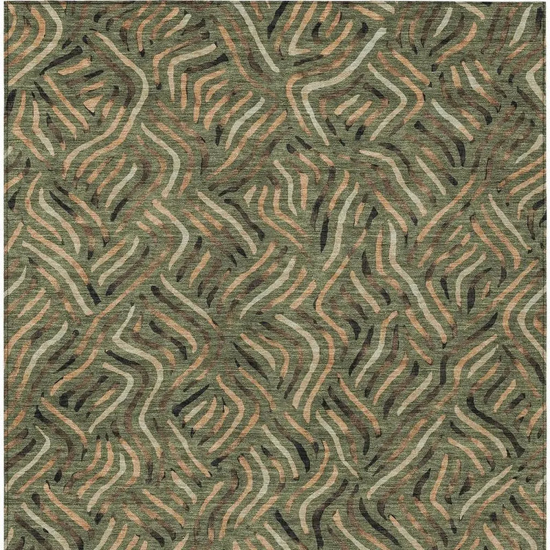 10' X 14' Olive Green And Copper Abstract Washable Indoor Outdoor Area Rug Homeroots Outdoor