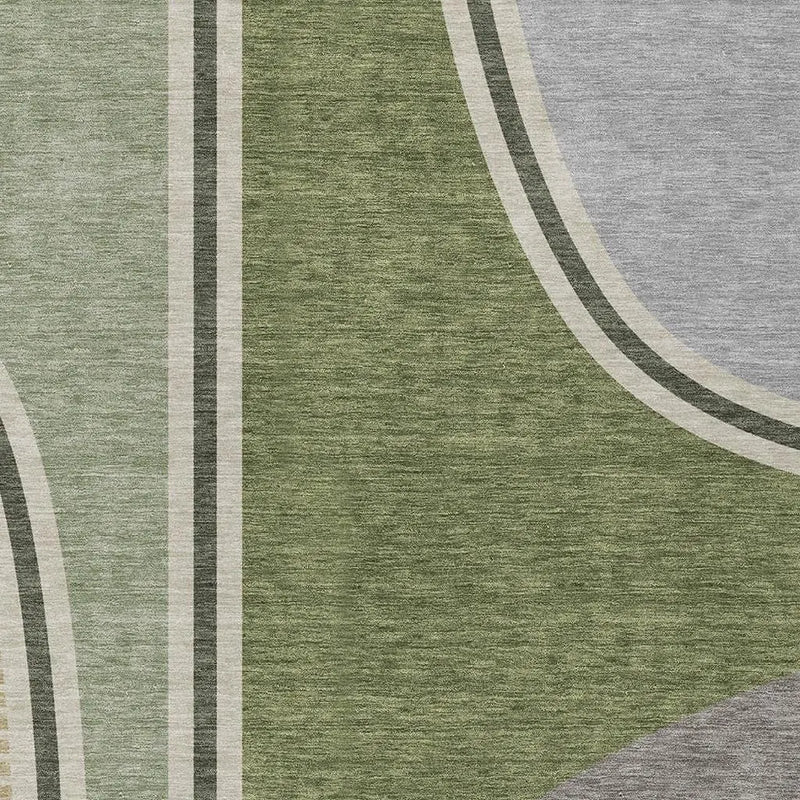 10' X 14' Olive Green And Fern Green Geometric Washable Indoor Outdoor Area Rug Homeroots Outdoor