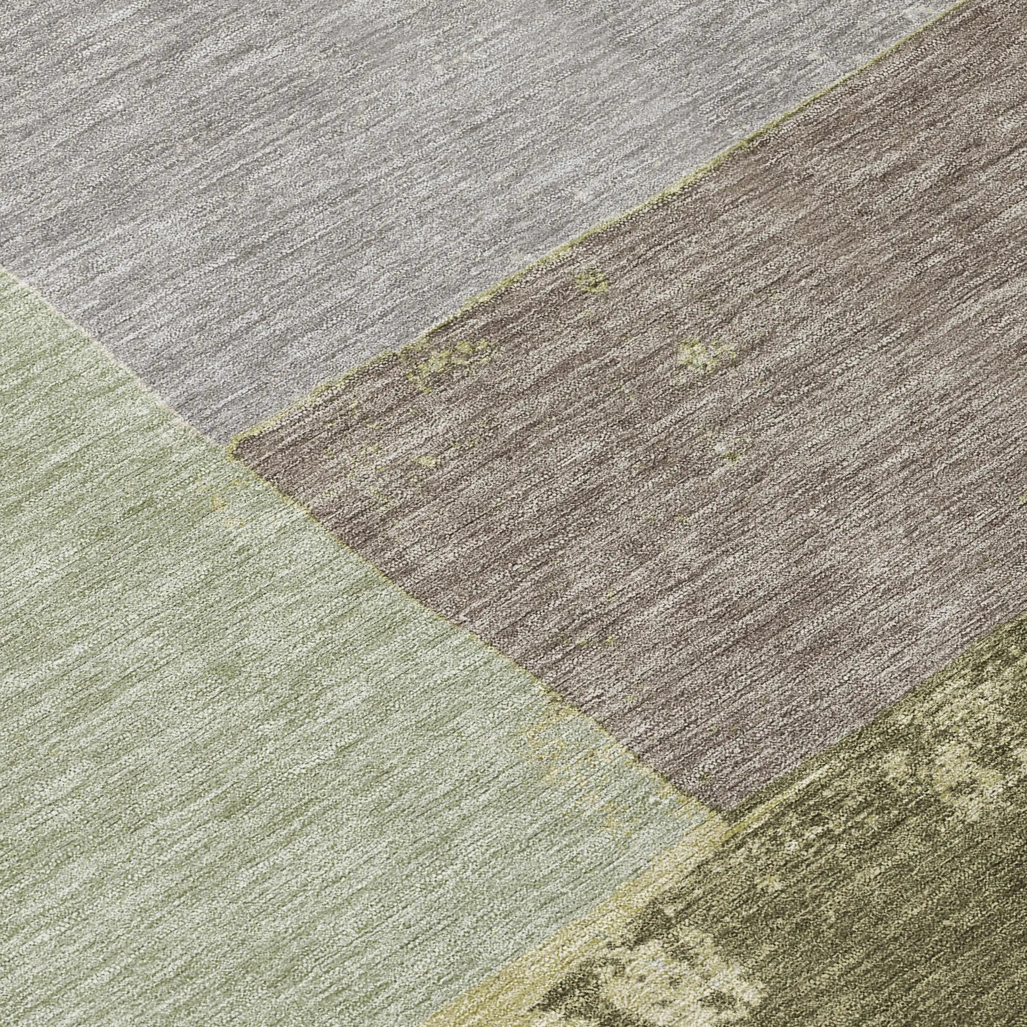 10' X 14' Olive Green And Fern Green Geometric Washable Indoor Outdoor Area Rug Homeroots Outdoor