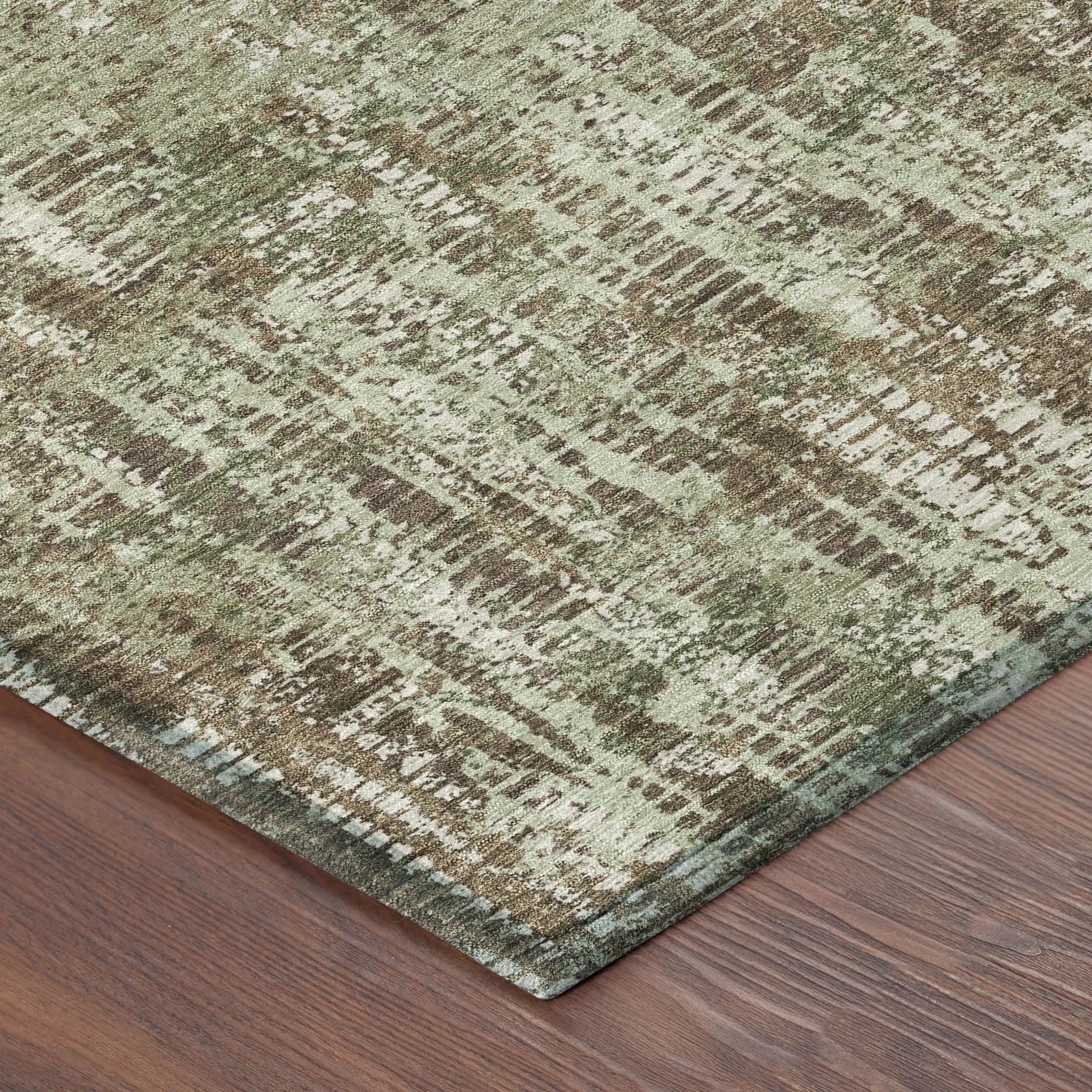 10' X 14' Olive Green And Graphite Abstract Washable Indoor Outdoor Area Rug Homeroots Outdoor