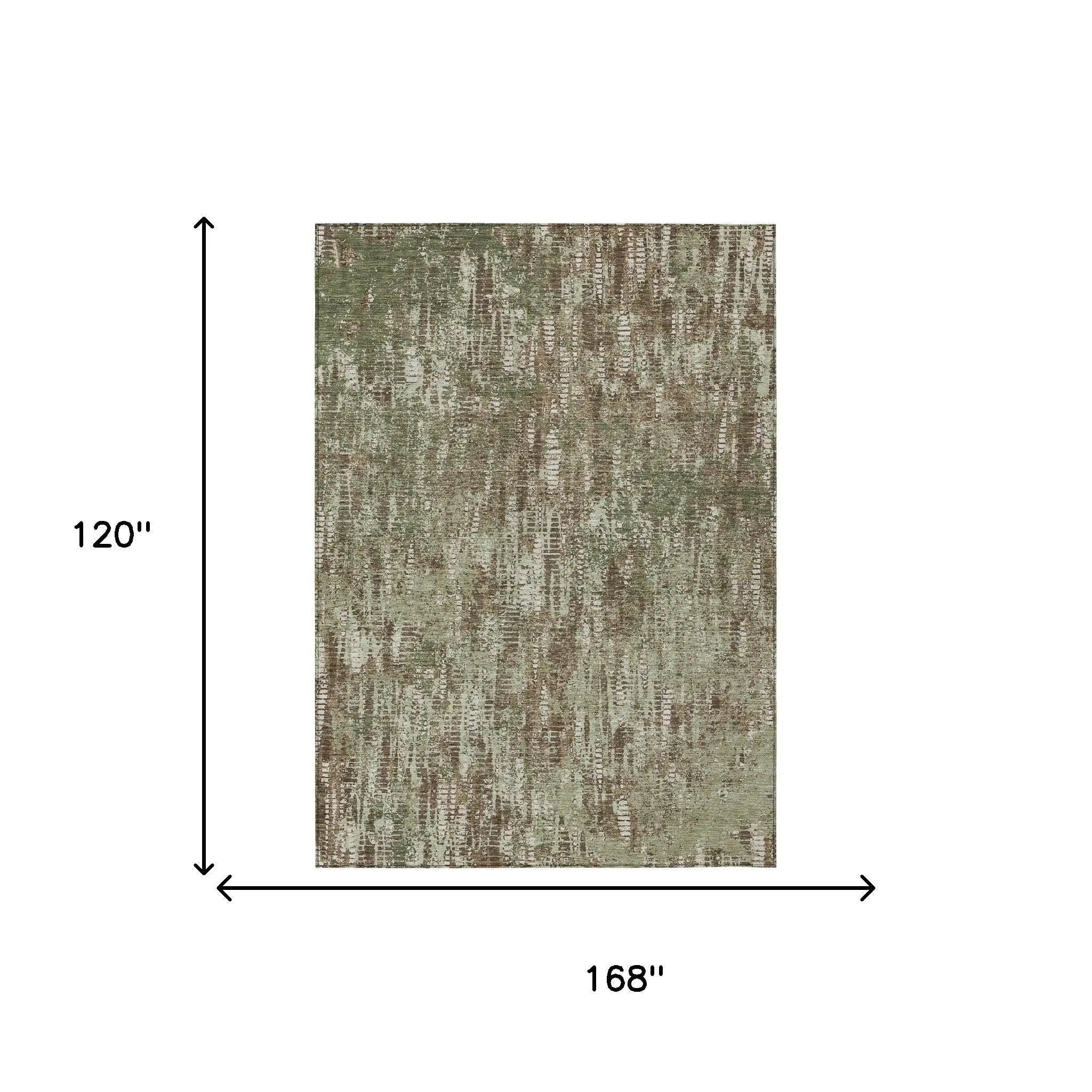 10' X 14' Olive Green And Graphite Abstract Washable Indoor Outdoor Area Rug Homeroots Outdoor