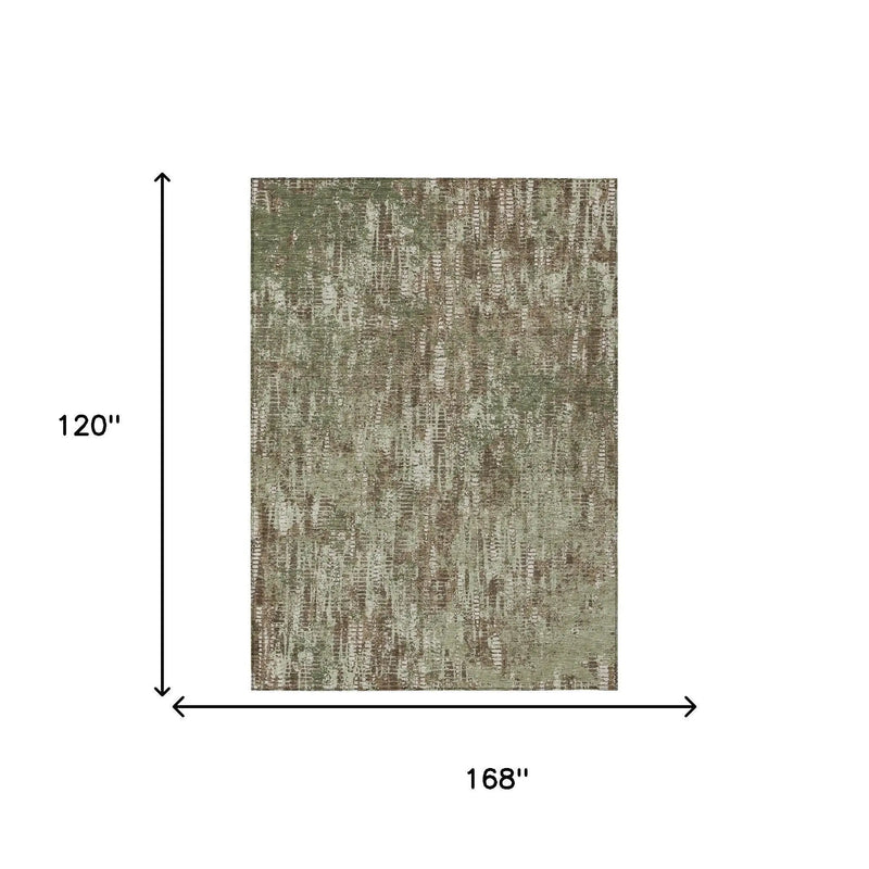 10' X 14' Olive Green And Graphite Abstract Washable Indoor Outdoor Area Rug Homeroots Outdoor