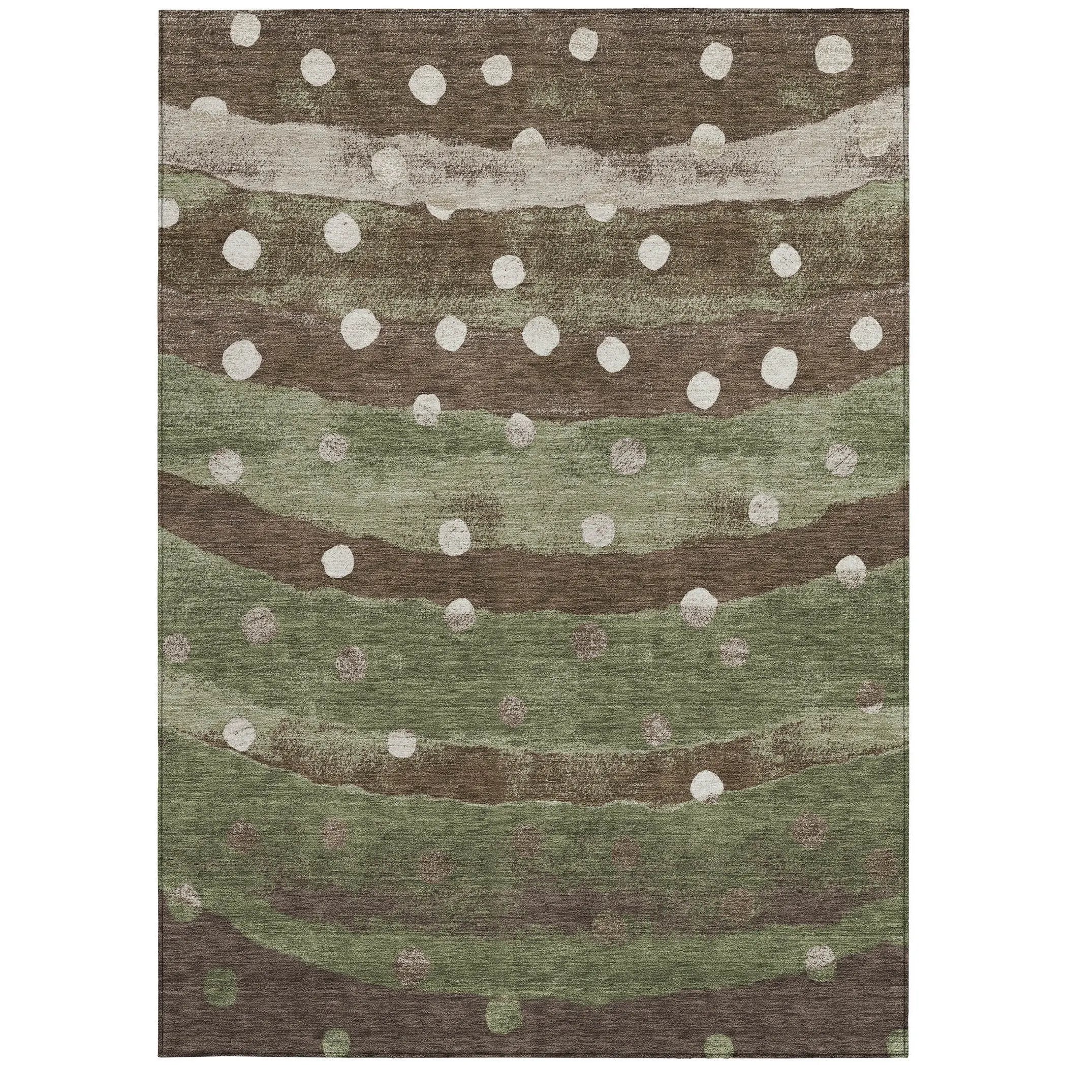 10' X 14' Olive Green And Gray Striped Washable Indoor Outdoor Area Rug Homeroots Outdoor