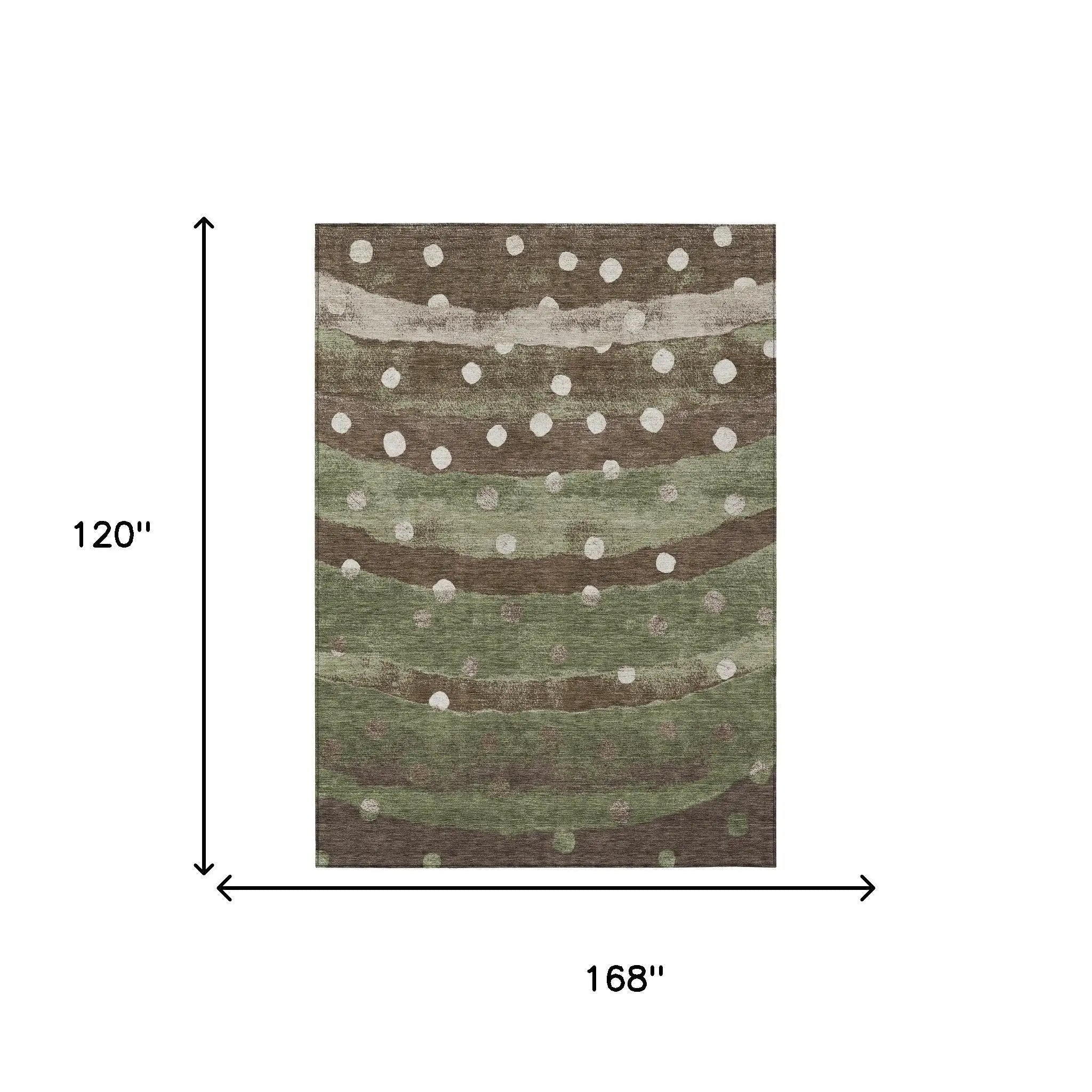 10' X 14' Olive Green And Gray Striped Washable Indoor Outdoor Area Rug Homeroots Outdoor