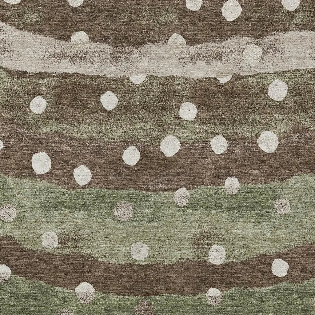 10' X 14' Olive Green And Gray Striped Washable Indoor Outdoor Area Rug Homeroots Outdoor