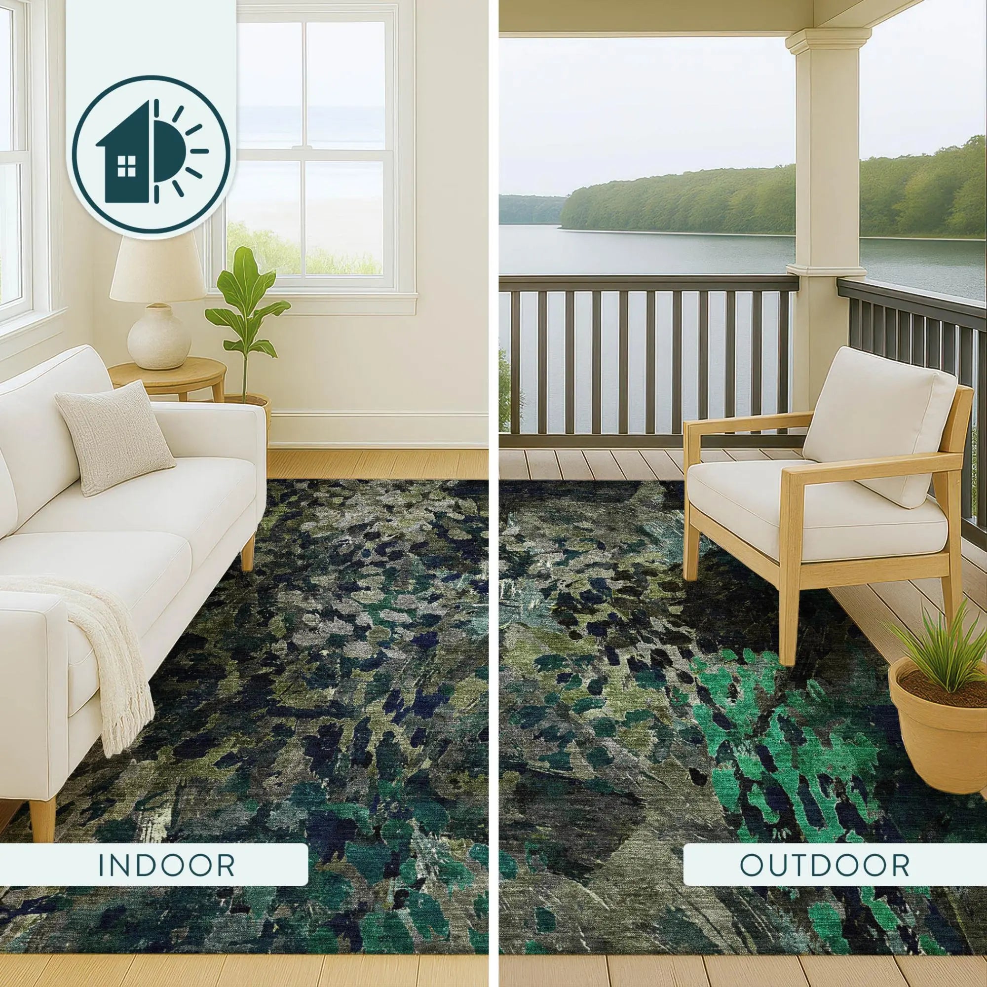 10' X 14' Olive Green And Green Abstract Washable Indoor Outdoor Area Rug Homeroots Outdoor