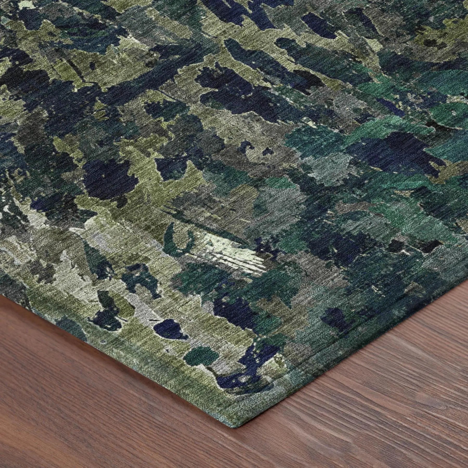 10' X 14' Olive Green And Green Abstract Washable Indoor Outdoor Area Rug Homeroots Outdoor
