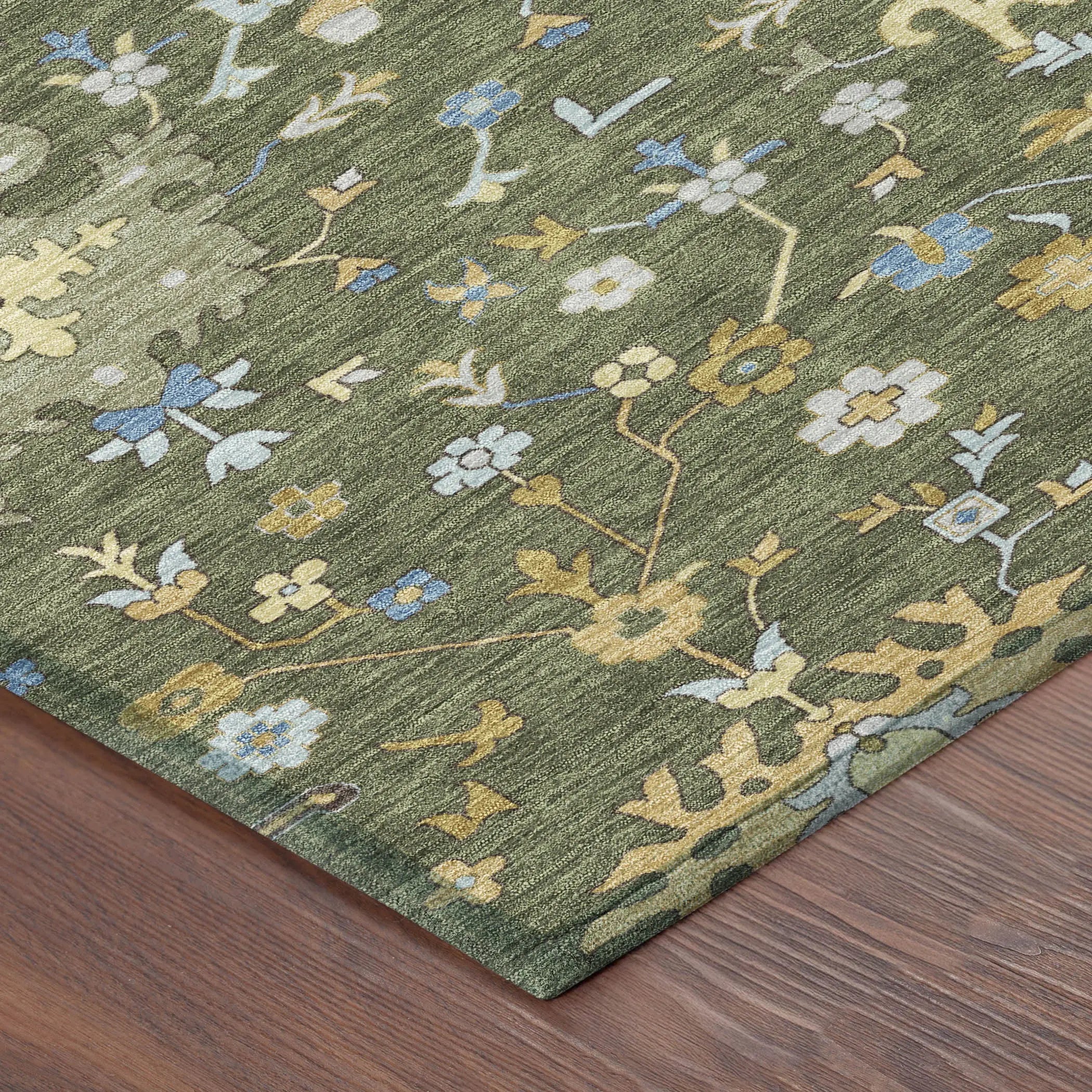 10' X 14' Olive Green And Green Faux Bois Washable Indoor Outdoor Area Rug Homeroots Outdoor