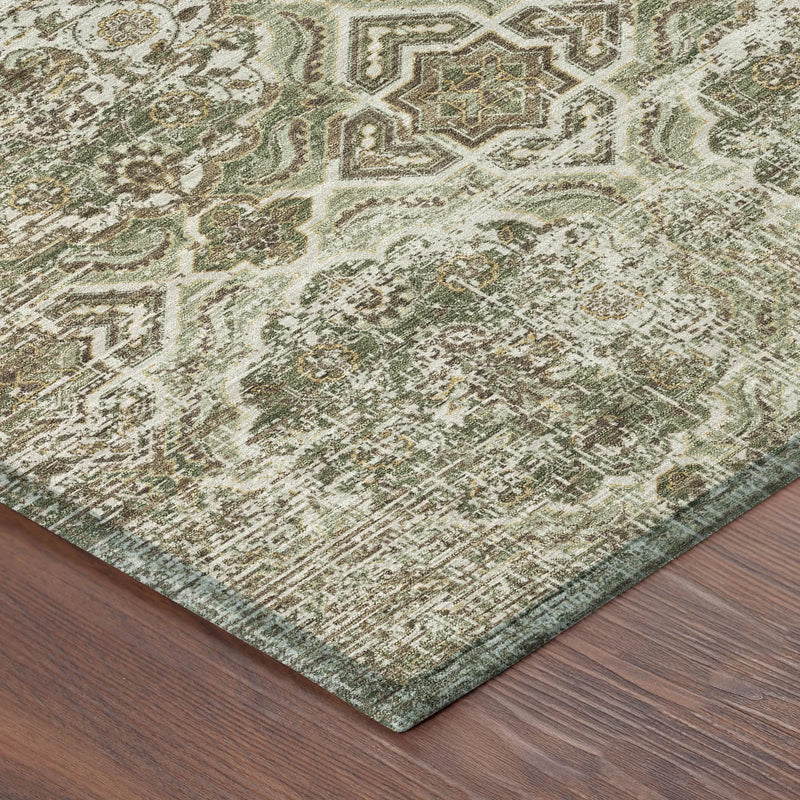 10' X 14' Olive Green And Green Floral Washable Indoor Outdoor Area Rug Homeroots Outdoor