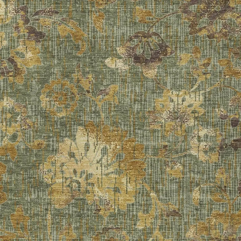 10' X 14' Olive Green And Green Floral Washable Indoor Outdoor Area Rug Homeroots Outdoor
