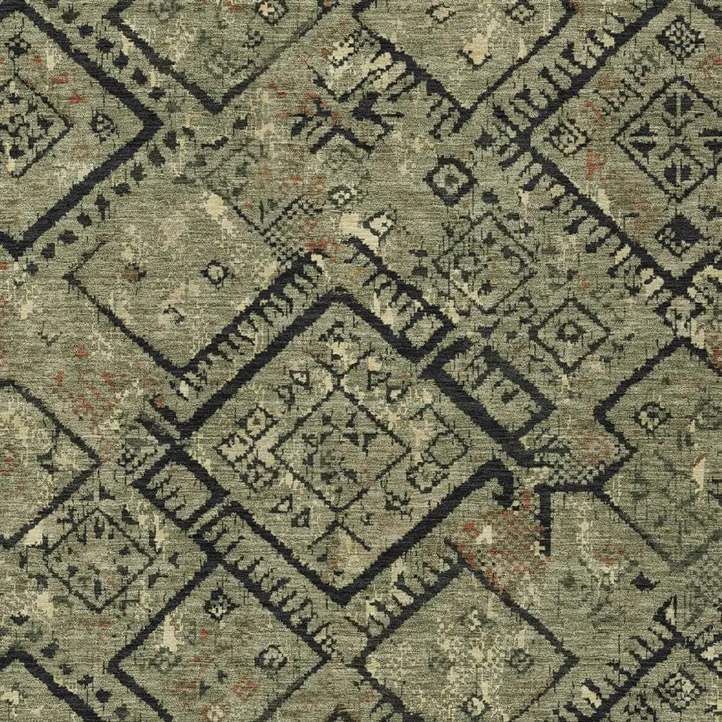 10' X 14' Olive Green And Green Geometric Washable Indoor Outdoor Area Rug Homeroots Outdoor