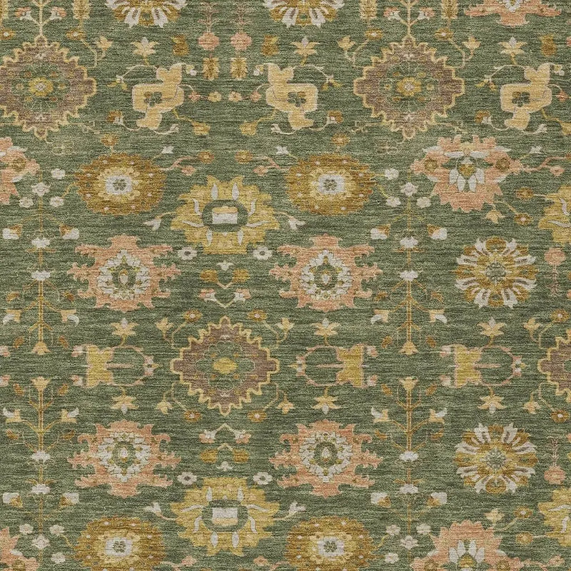 10' X 14' Olive Green And Green Geometric Washable Indoor Outdoor Area Rug Homeroots Outdoor