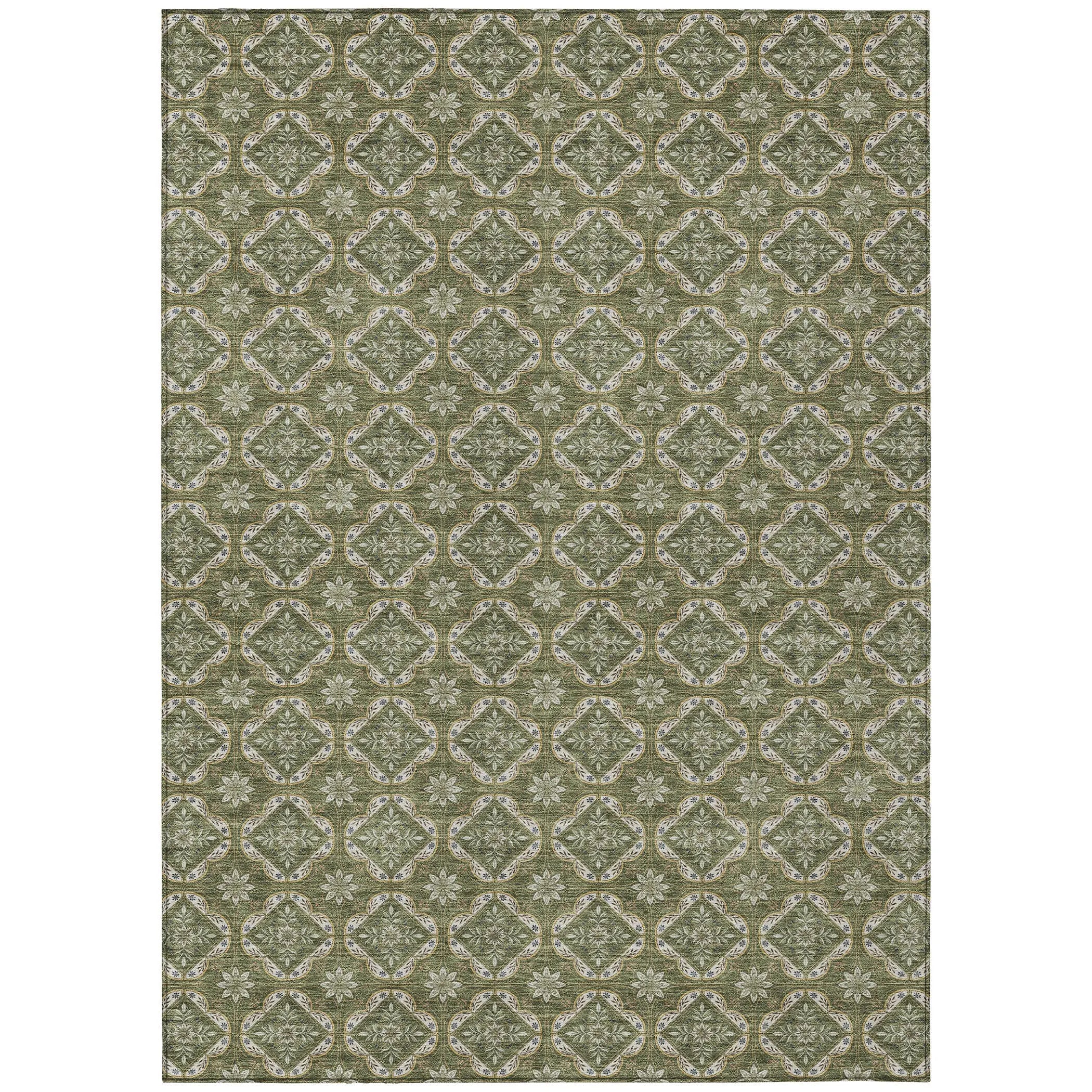 10' X 14' Olive Green And Green Geometric Washable Indoor Outdoor Area Rug Homeroots Outdoor