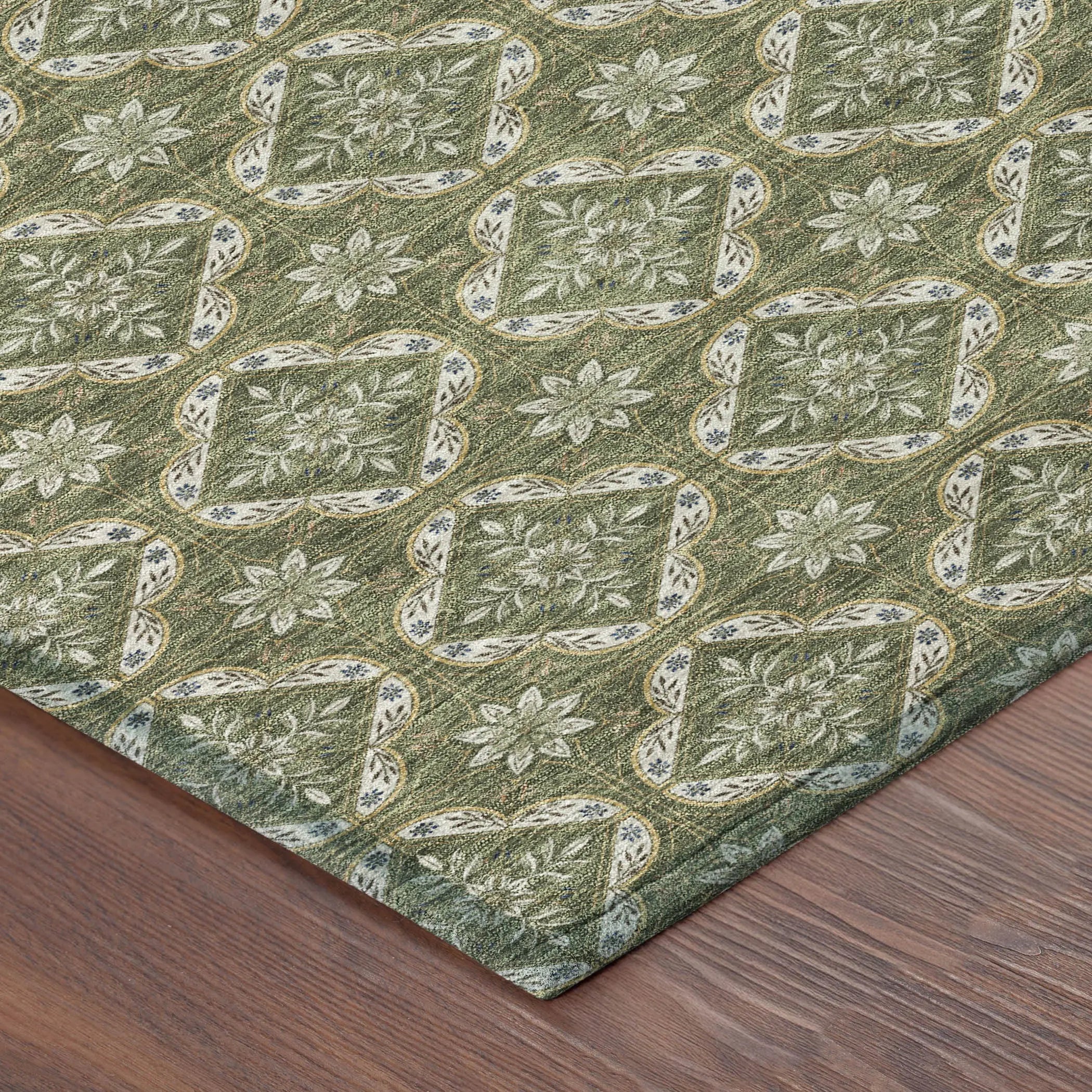 10' X 14' Olive Green And Green Geometric Washable Indoor Outdoor Area Rug Homeroots Outdoor