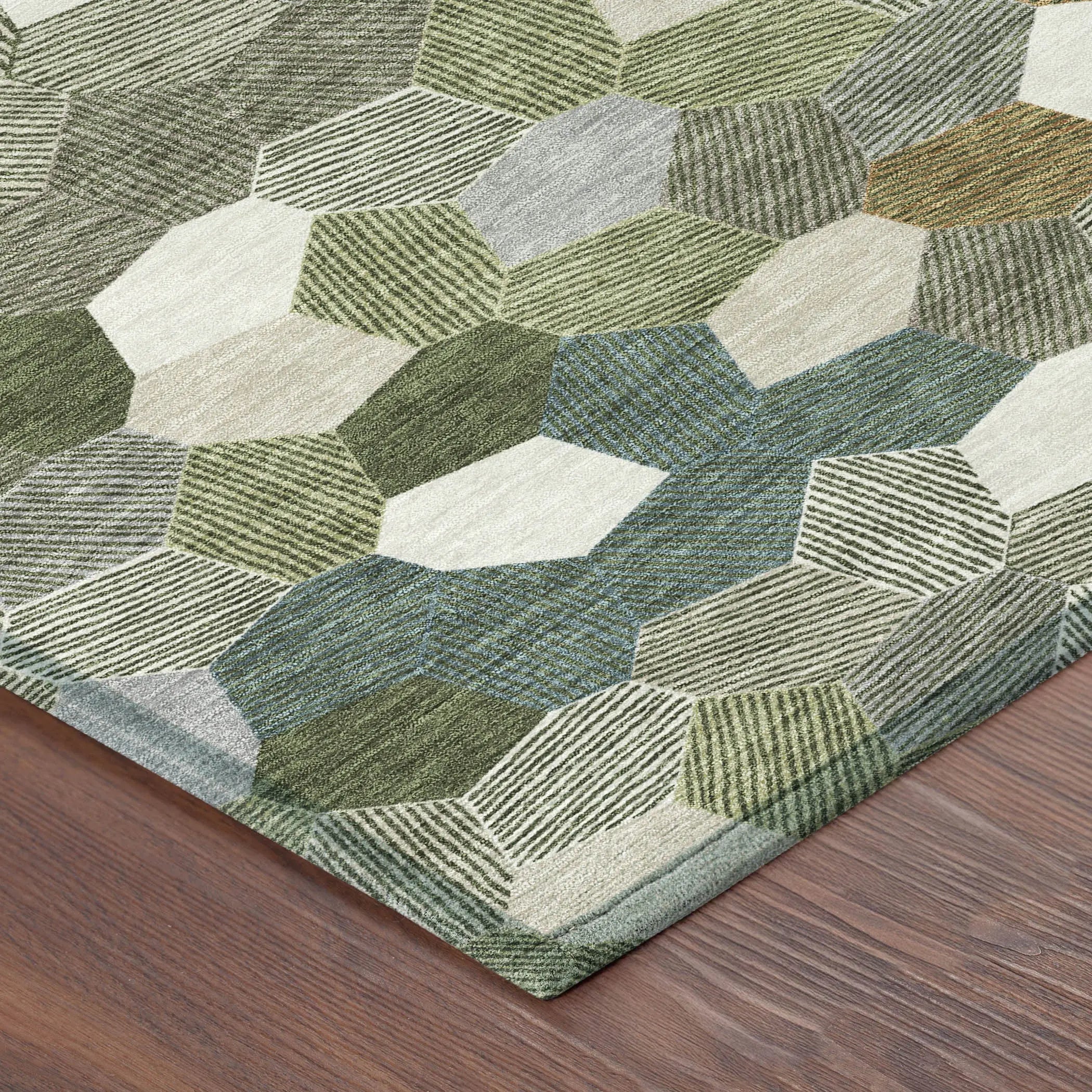 10' X 14' Olive Green And Green Geometric Washable Indoor Outdoor Area Rug Homeroots Outdoor