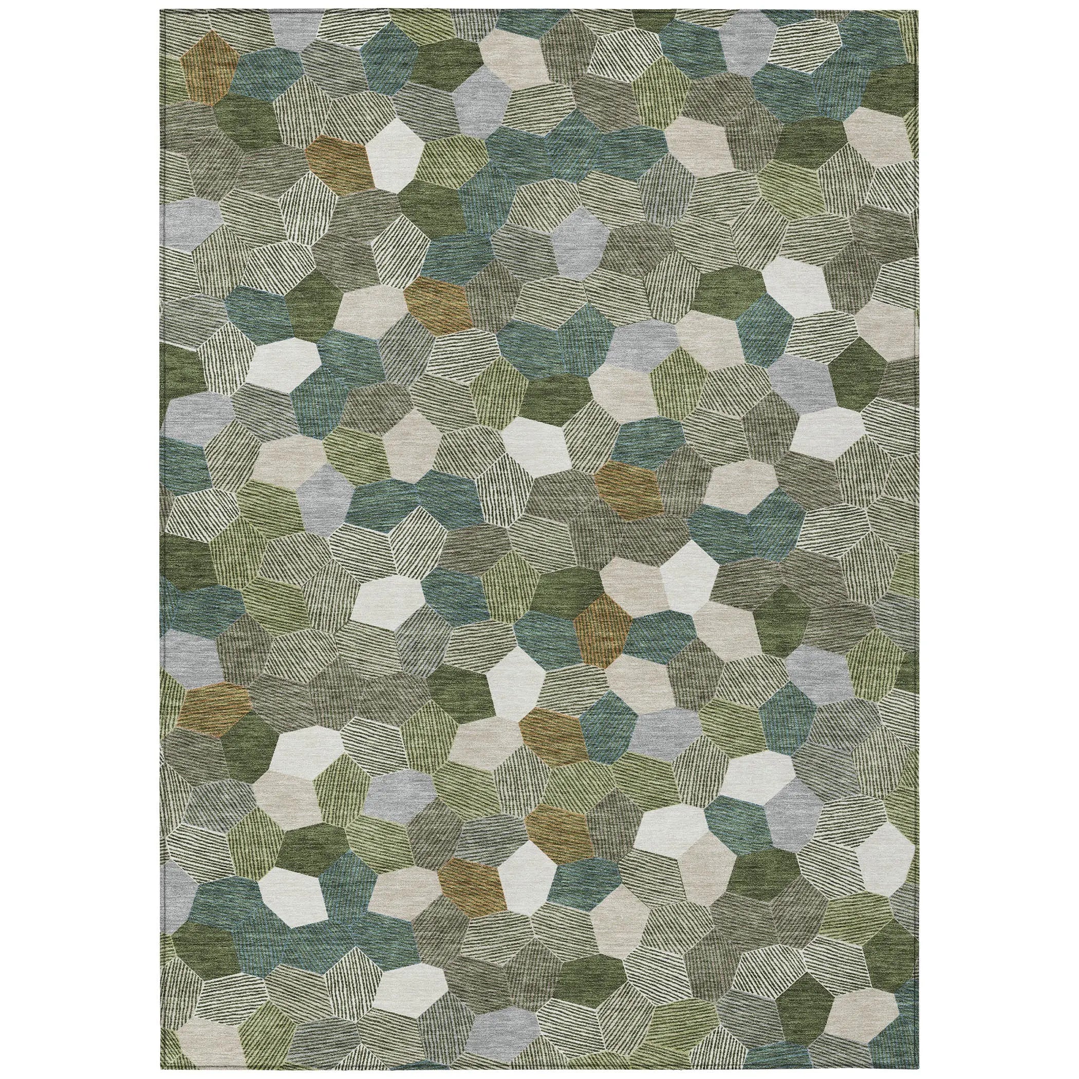 10' X 14' Olive Green And Green Geometric Washable Indoor Outdoor Area Rug Homeroots Outdoor