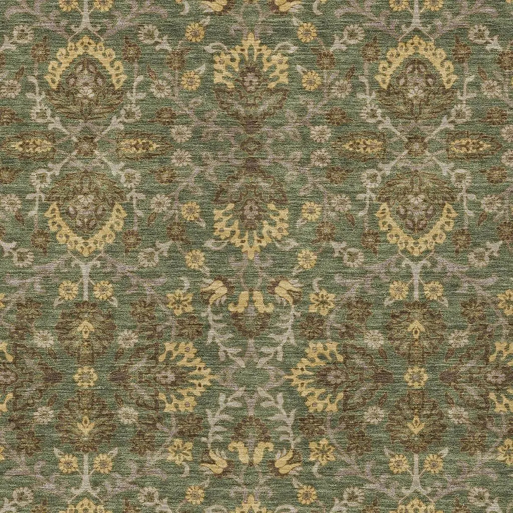 10' X 14' Olive Green And Green Geometric Washable Indoor Outdoor Area Rug Homeroots Outdoor