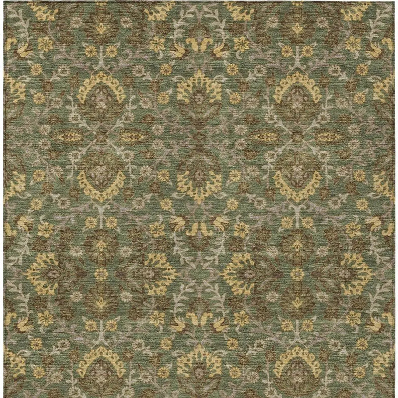 10' X 14' Olive Green And Green Geometric Washable Indoor Outdoor Area Rug Homeroots Outdoor