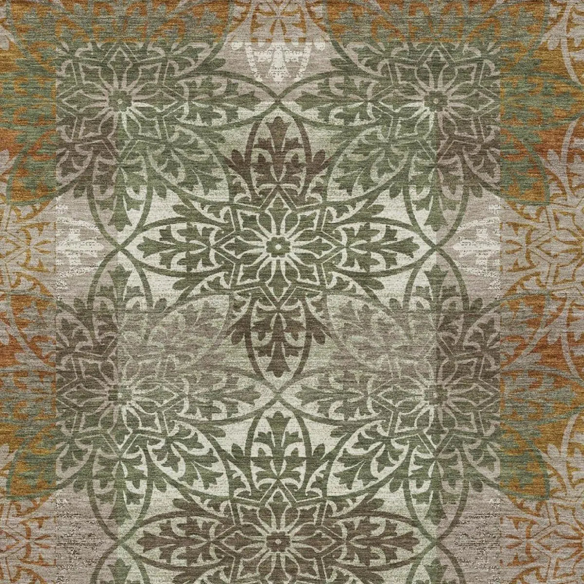 10' X 14' Olive Green And Green Oriental Washable Indoor Outdoor Area Rug Homeroots Outdoor
