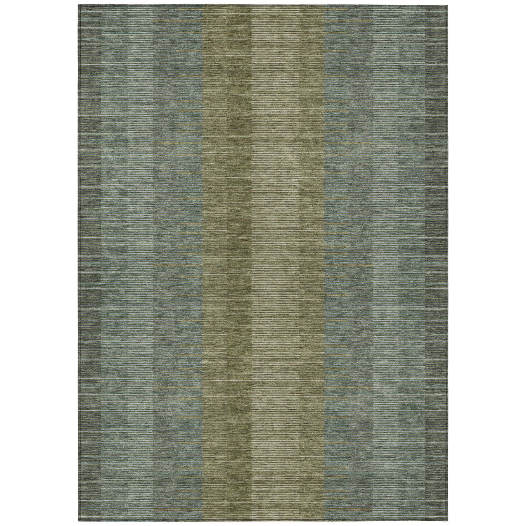 10' X 14' Olive Green And Green Striped Washable Indoor Outdoor Area Rug Homeroots Outdoor