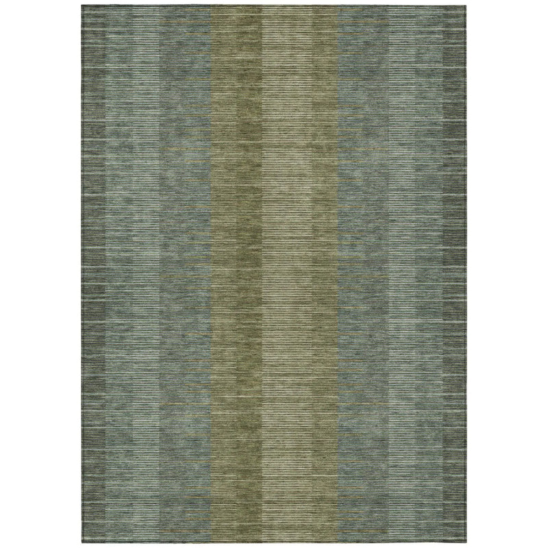 10' X 14' Olive Green And Green Striped Washable Indoor Outdoor Area Rug Homeroots Outdoor