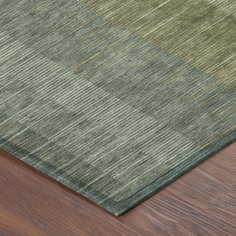 10' X 14' Olive Green And Green Striped Washable Indoor Outdoor Area Rug Homeroots Outdoor