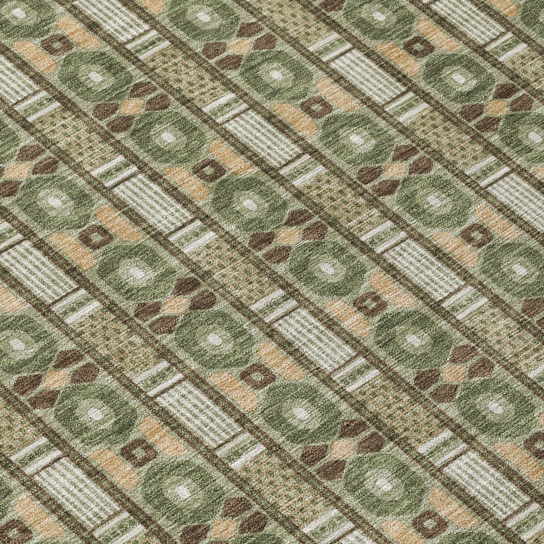 10' X 14' Olive Green And Green Striped Washable Indoor Outdoor Area Rug Homeroots Outdoor
