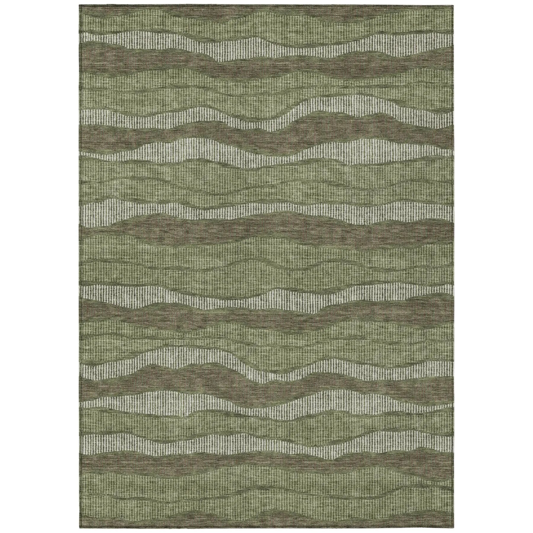 10' X 14' Olive Green And Green Striped Washable Indoor Outdoor Area Rug Homeroots Outdoor