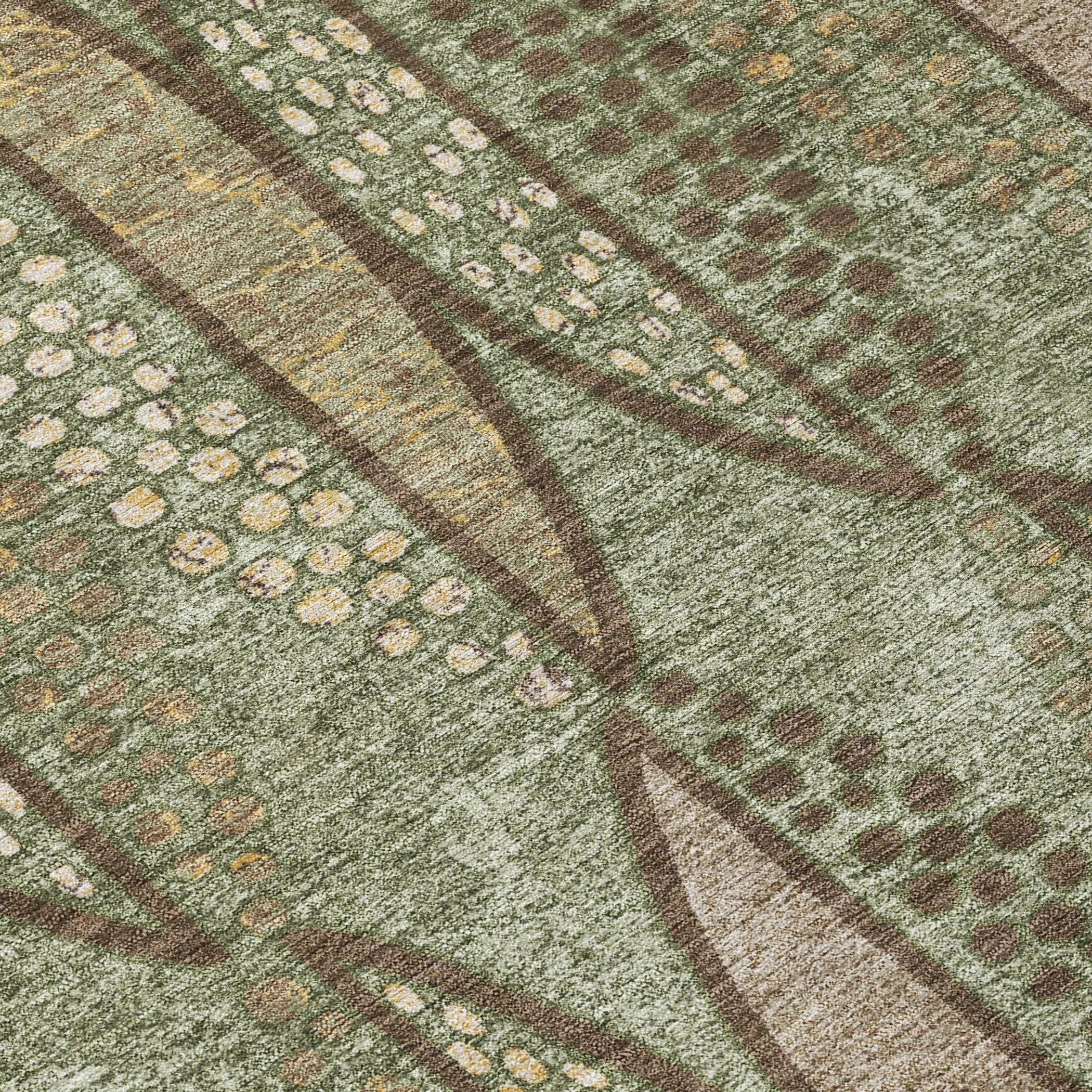 10' X 14' Olive Green And Linen Geometric Washable Indoor Outdoor Area Rug Homeroots Outdoor