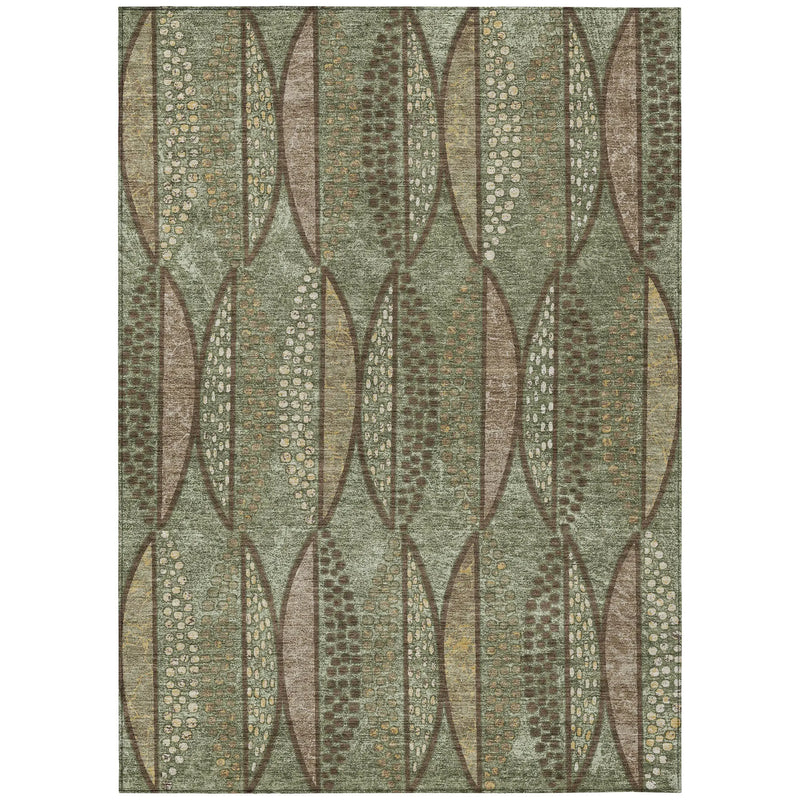 10' X 14' Olive Green And Linen Geometric Washable Indoor Outdoor Area Rug Homeroots Outdoor