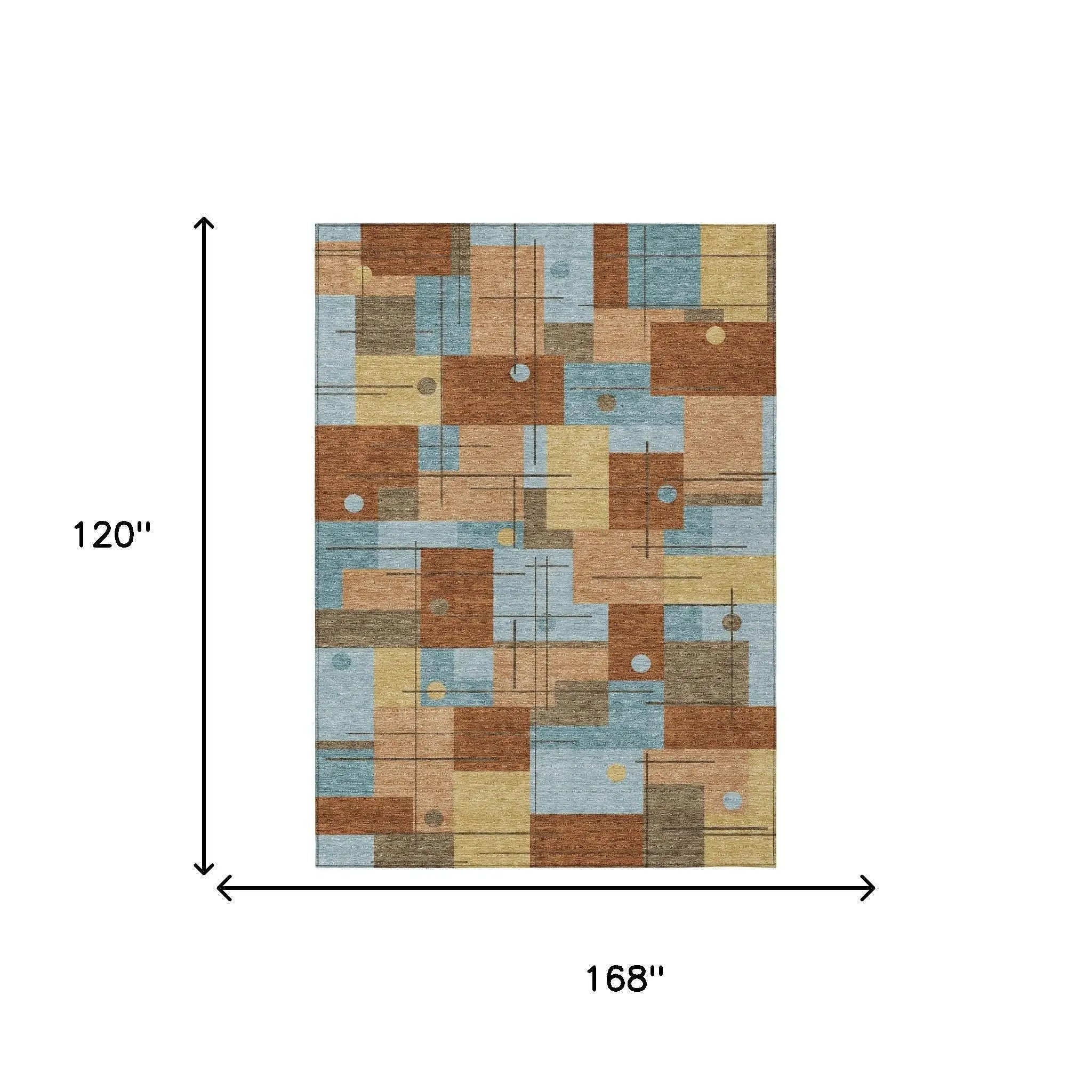 10' X 14' Orange And Beige Geometric Washable Indoor Outdoor Area Rug Homeroots Outdoor