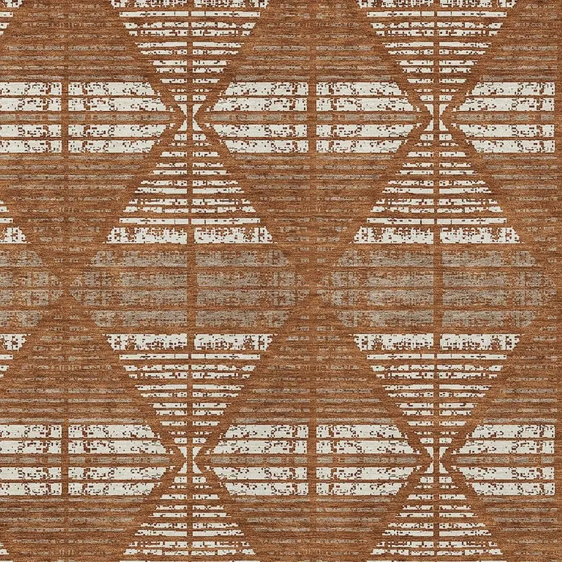 10' X 14' Orange And Beige Geometric Washable Indoor Outdoor Area Rug Homeroots Outdoor