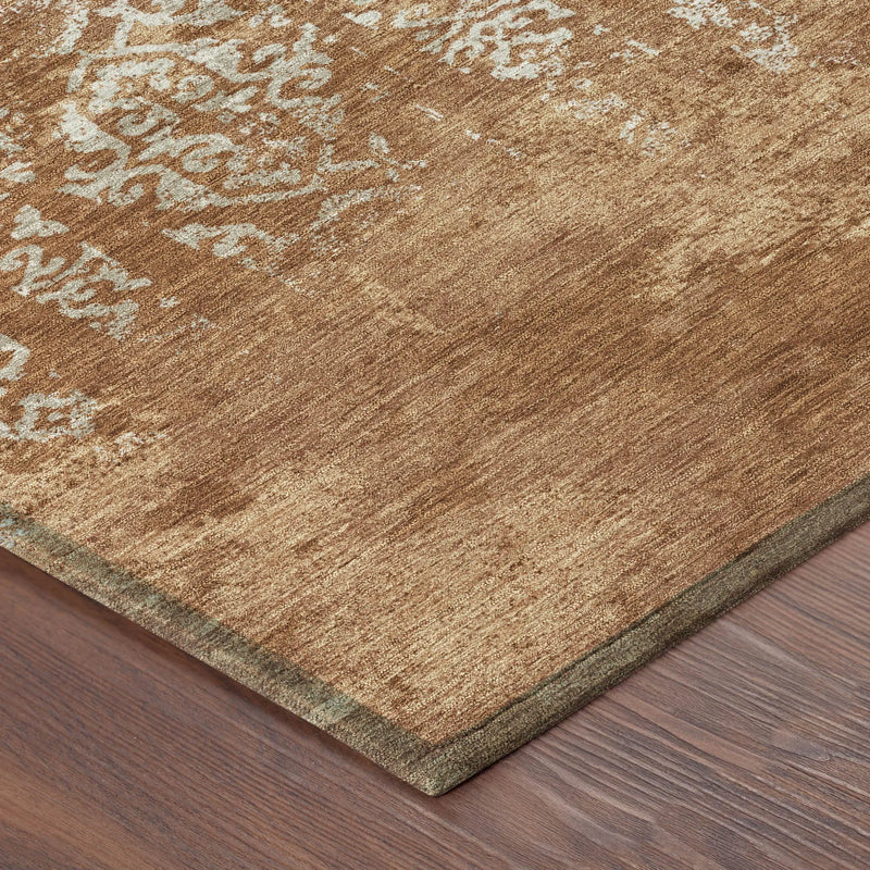 10' X 14' Orange And Beige Oriental Washable Indoor Outdoor Area Rug Homeroots Outdoor