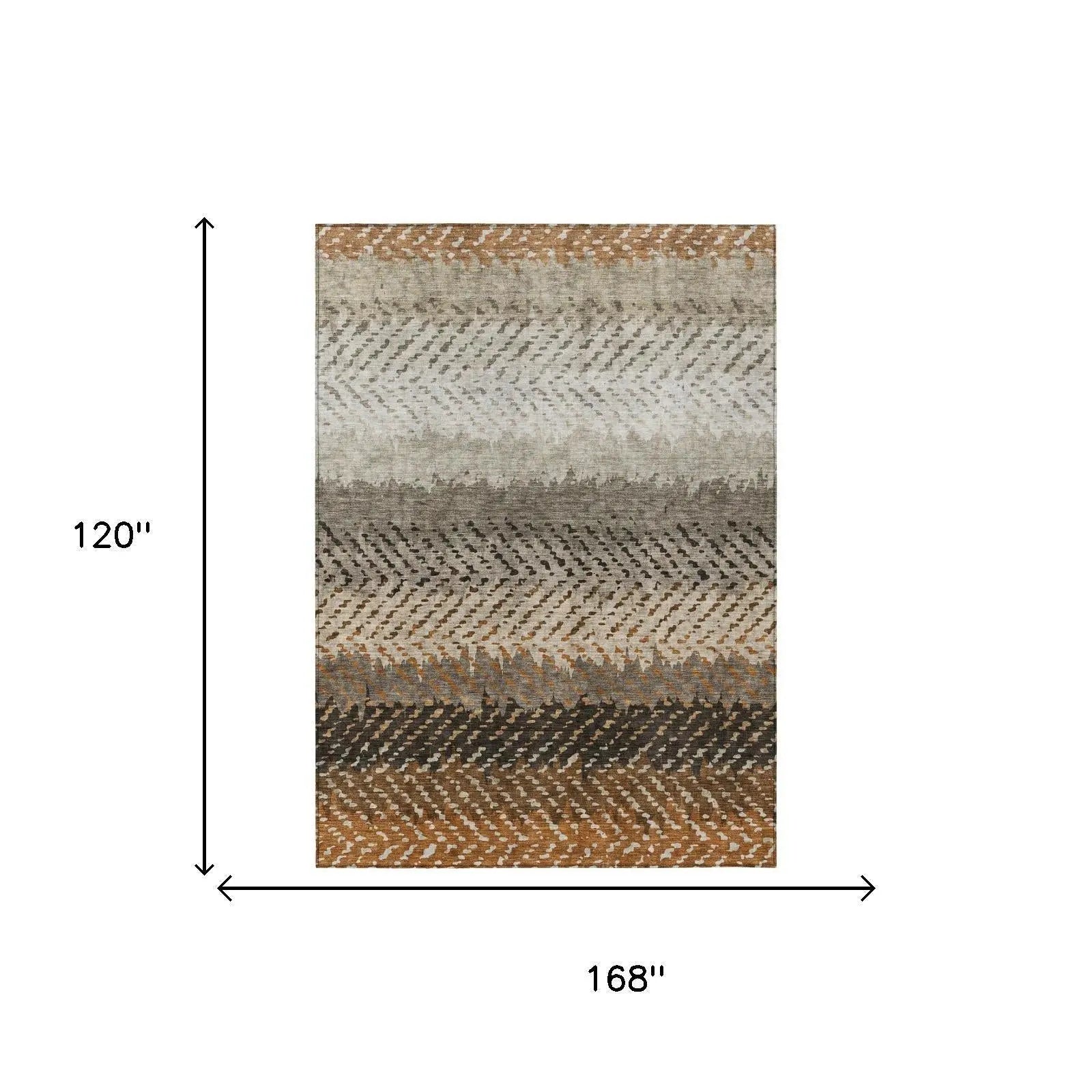 10' X 14' Orange And Beige Striped Washable Indoor Outdoor Area Rug Homeroots Outdoor