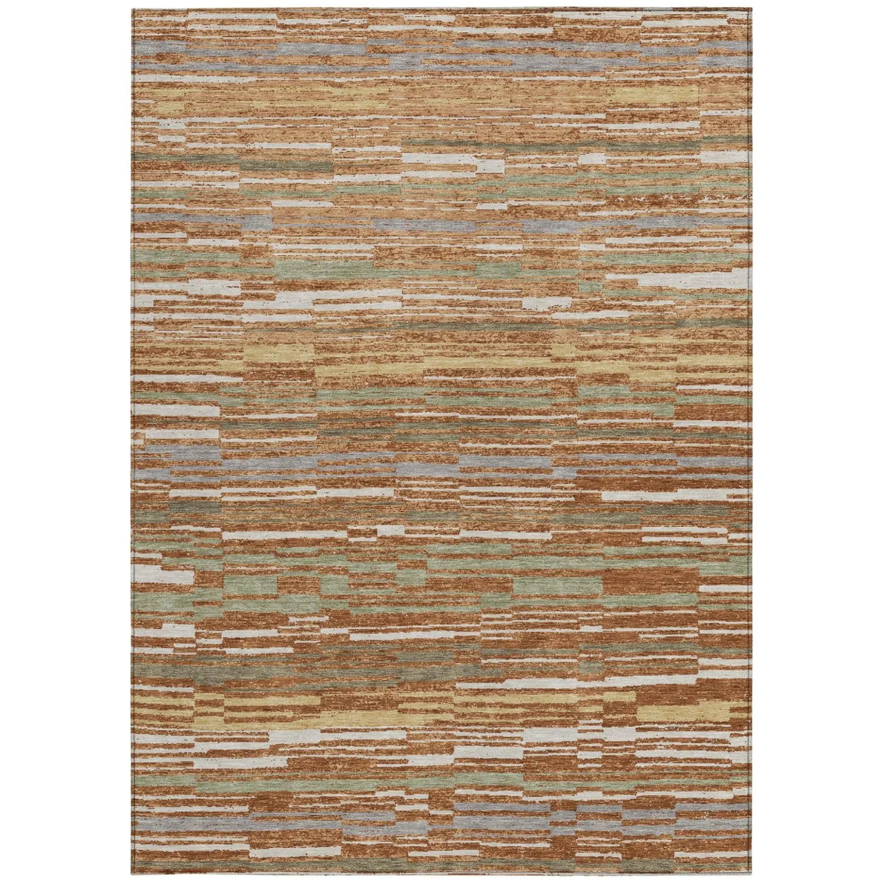 10' X 14' Orange And Beige Striped Washable Indoor Outdoor Area Rug Homeroots Outdoor