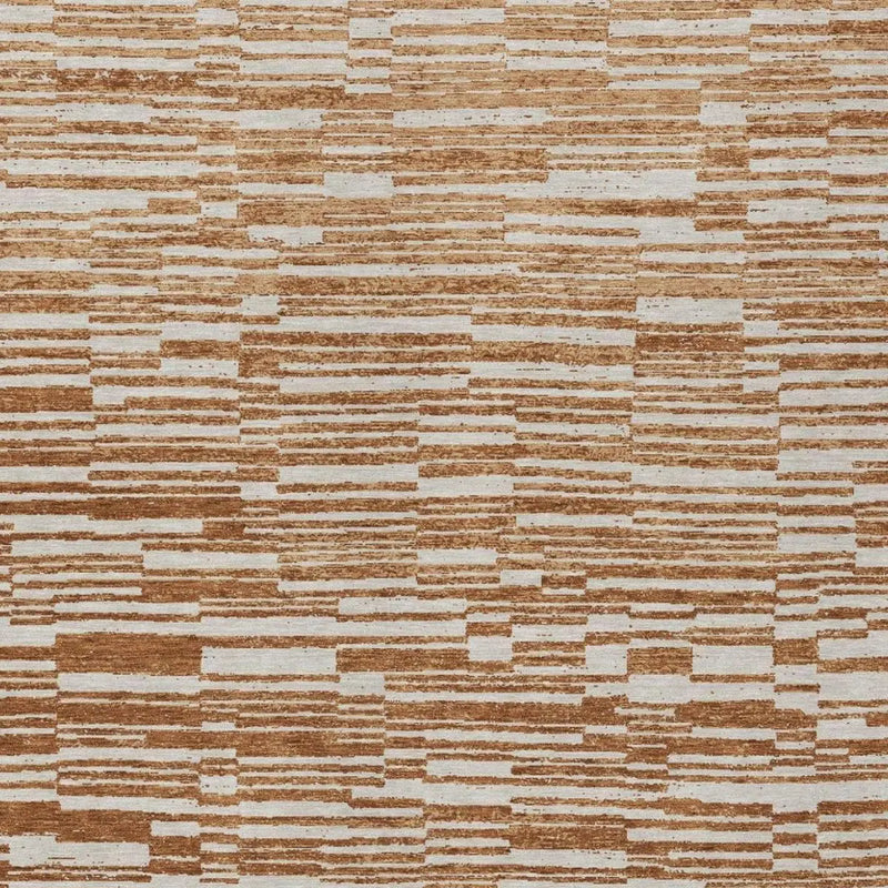 10' X 14' Orange And Beige Striped Washable Indoor Outdoor Area Rug Homeroots Outdoor