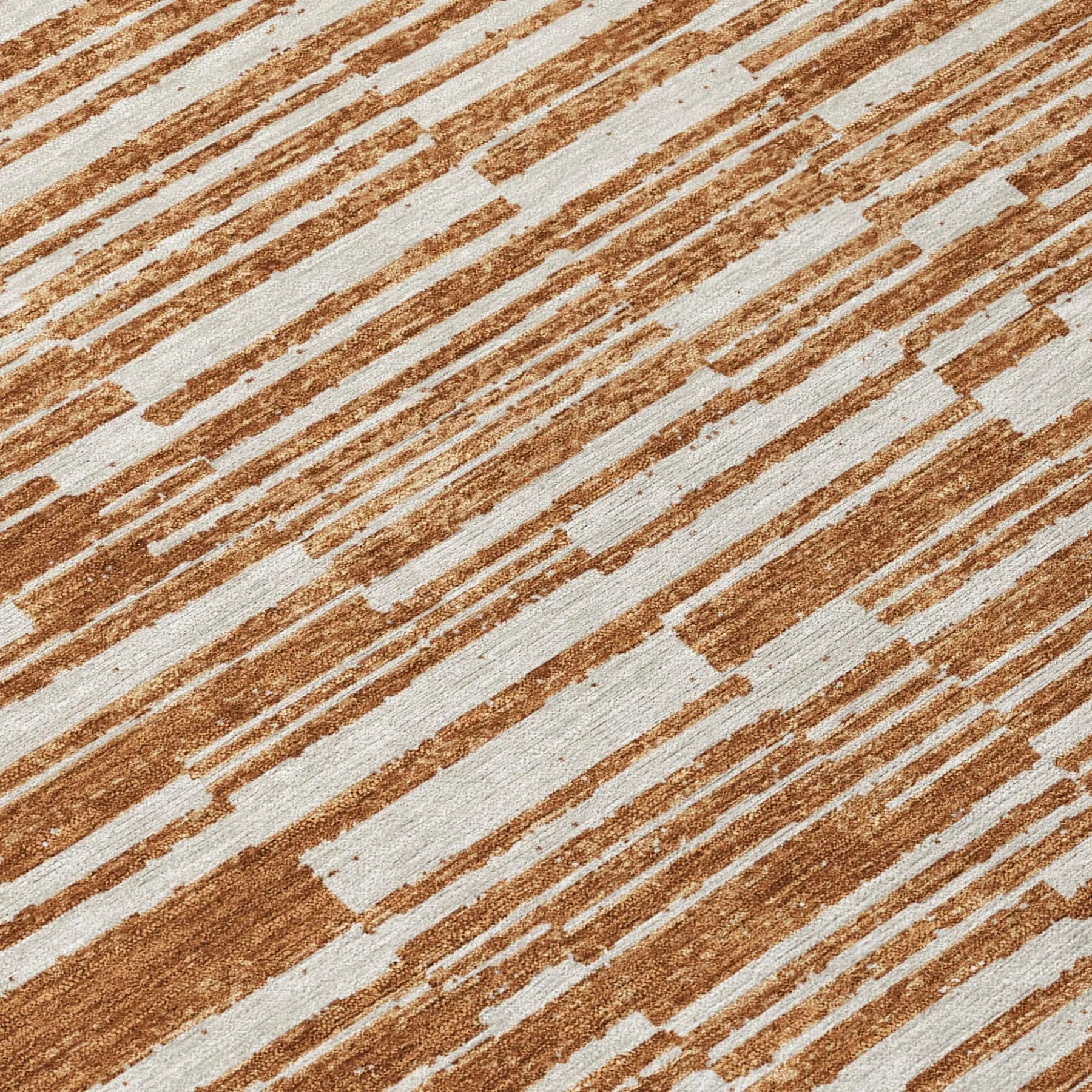 10' X 14' Orange And Beige Striped Washable Indoor Outdoor Area Rug Homeroots Outdoor