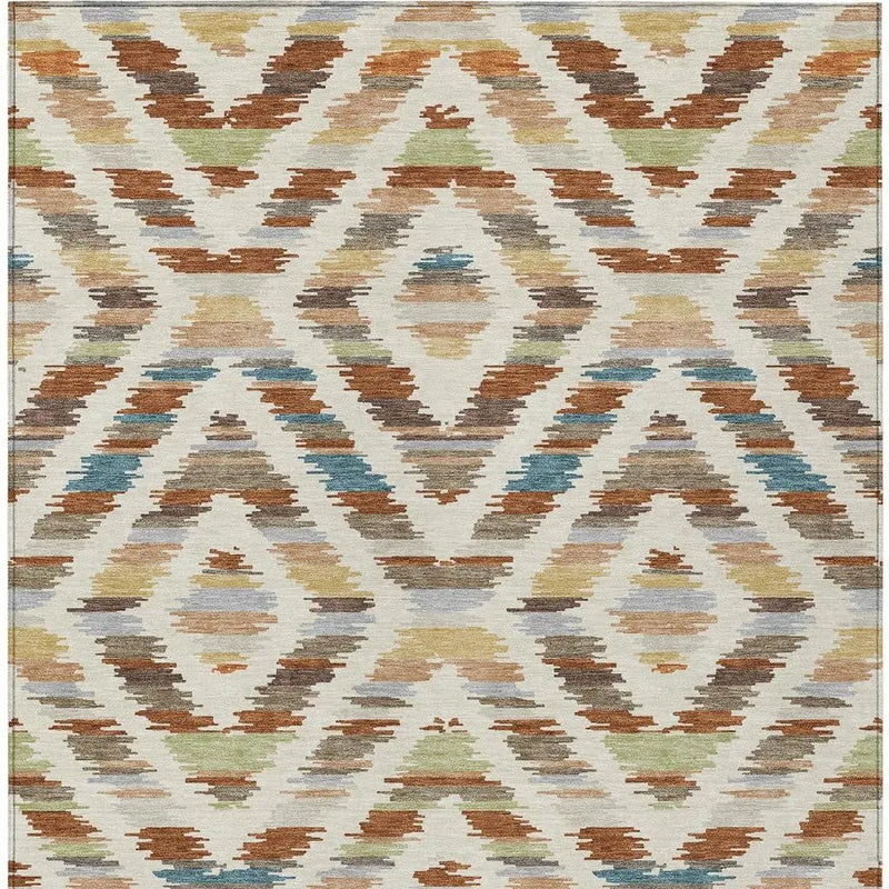 10' X 14' Orange And Beige Tribal Washable Indoor Outdoor Area Rug Homeroots Outdoor