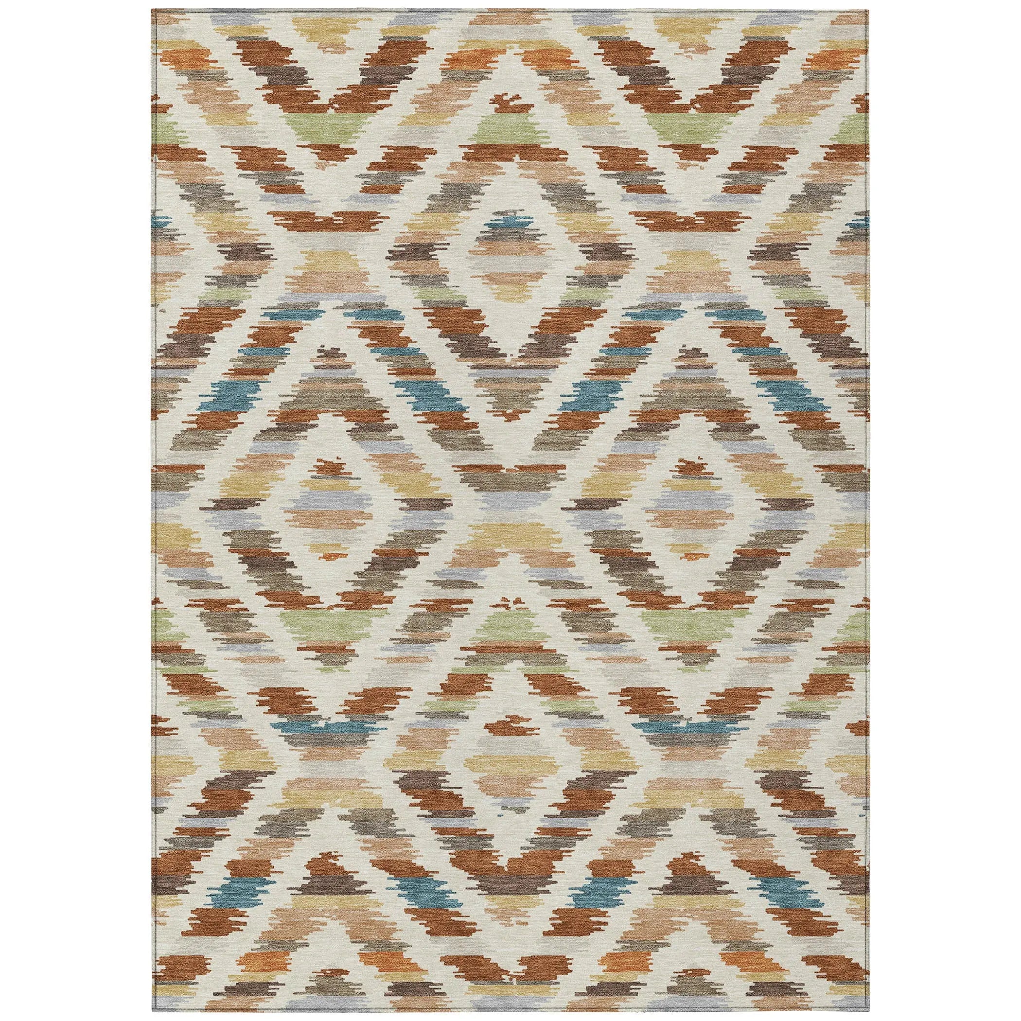 10' X 14' Orange And Beige Tribal Washable Indoor Outdoor Area Rug Homeroots Outdoor